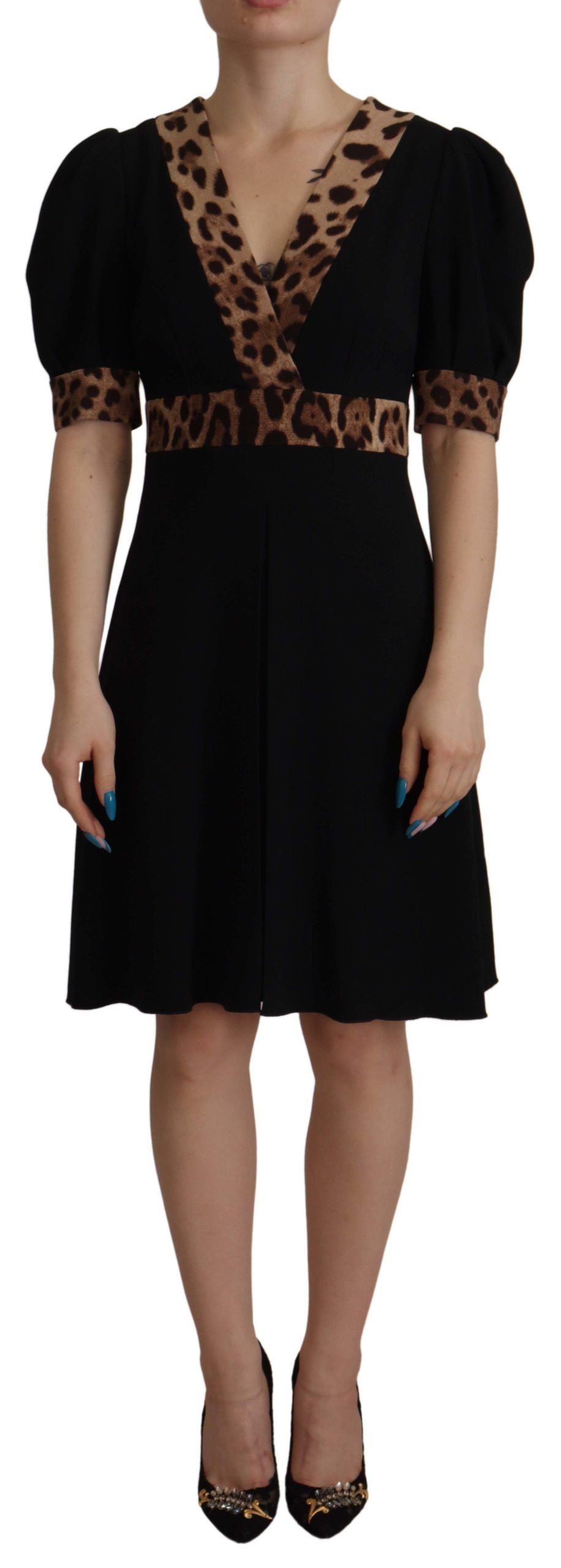 Dolce & Gabbana – Elegantes schwarzes A-Linien-Kleid mit V-Ausschnitt