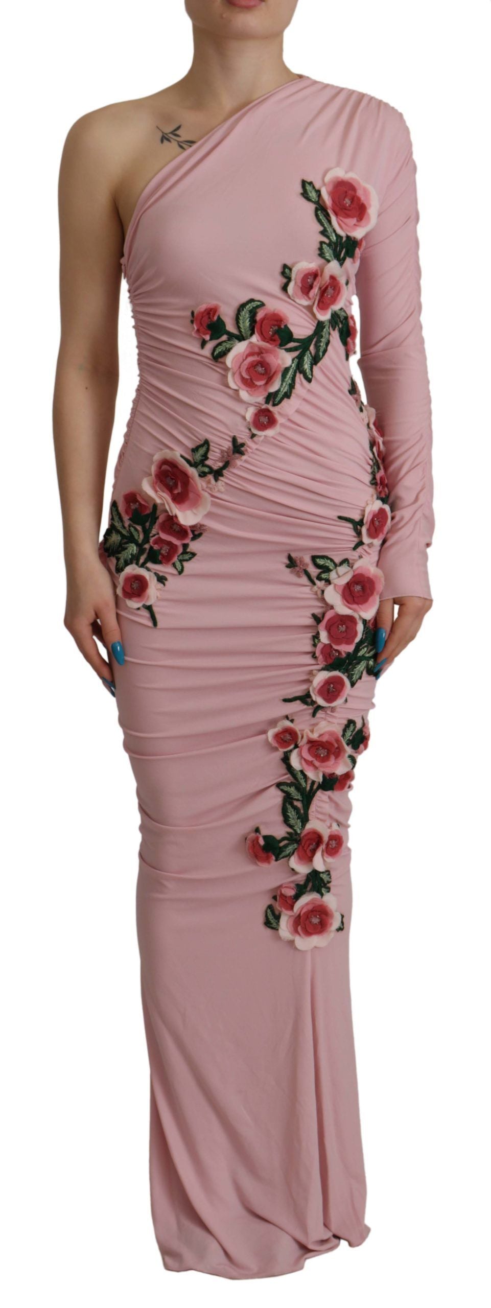 Dolce & Gabbana Elegantes rosafarbenes, figurbetontes One-Shoulder-Kleid