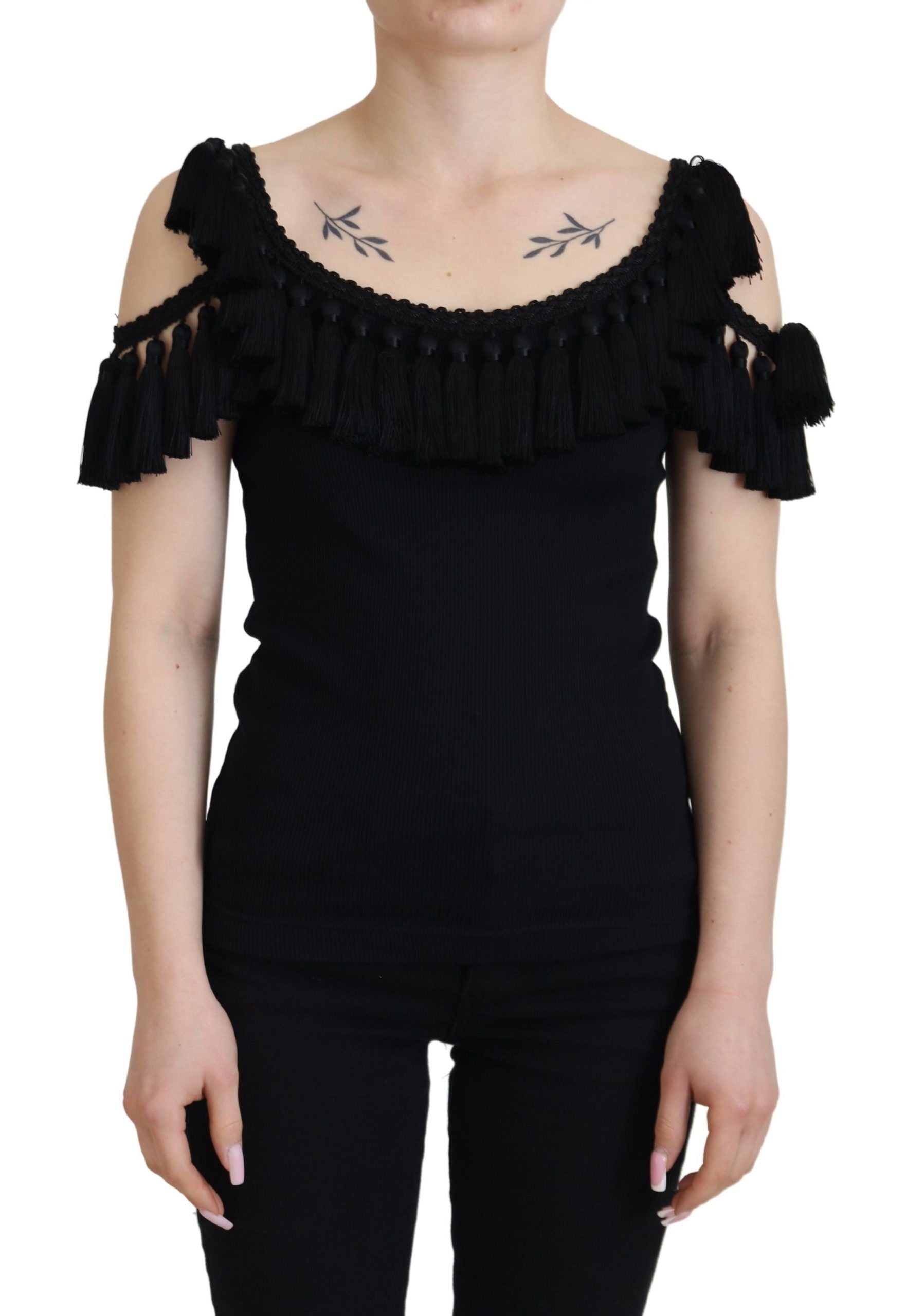 Dolce & Gabbana Elegante schwarze Tanktop-Bluse aus Baumwolle