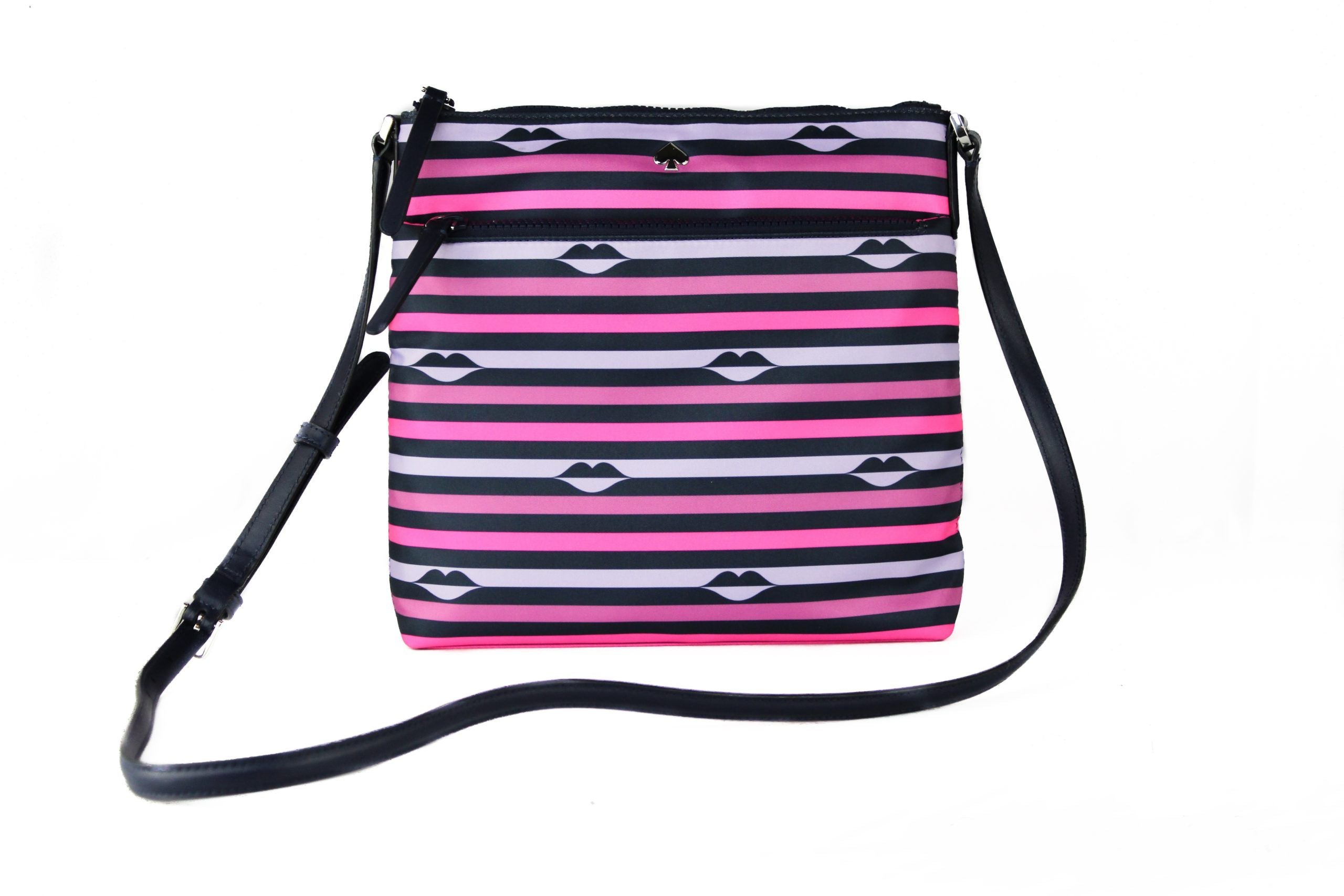 Sac à main Kate Spade Jae en nylon et cuir rose à rayures multicolores