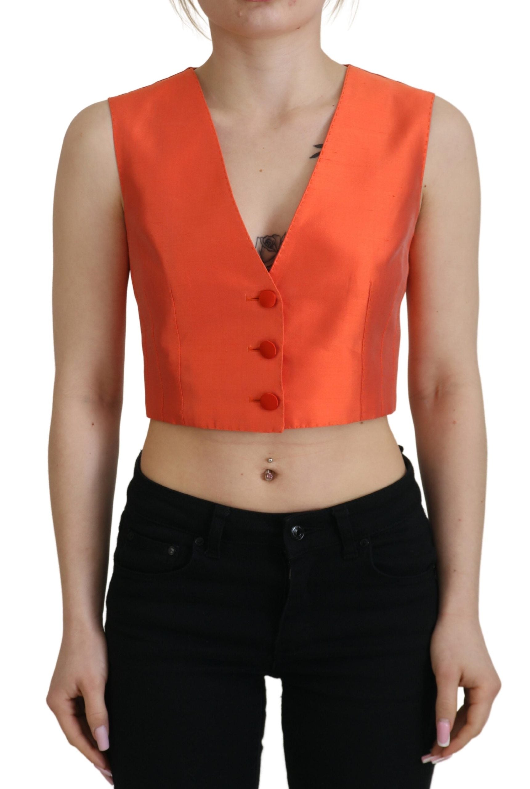 Gilet élégant en soie orange Dolce & Gabbana