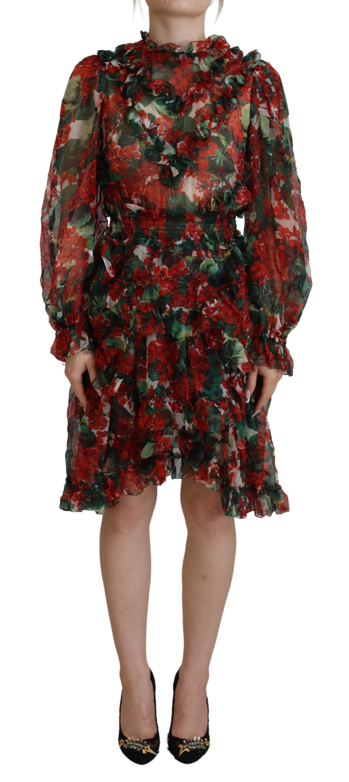Dolce & Gabbana Elegantes mehrfarbiges A-Linien-Seidenkleid
