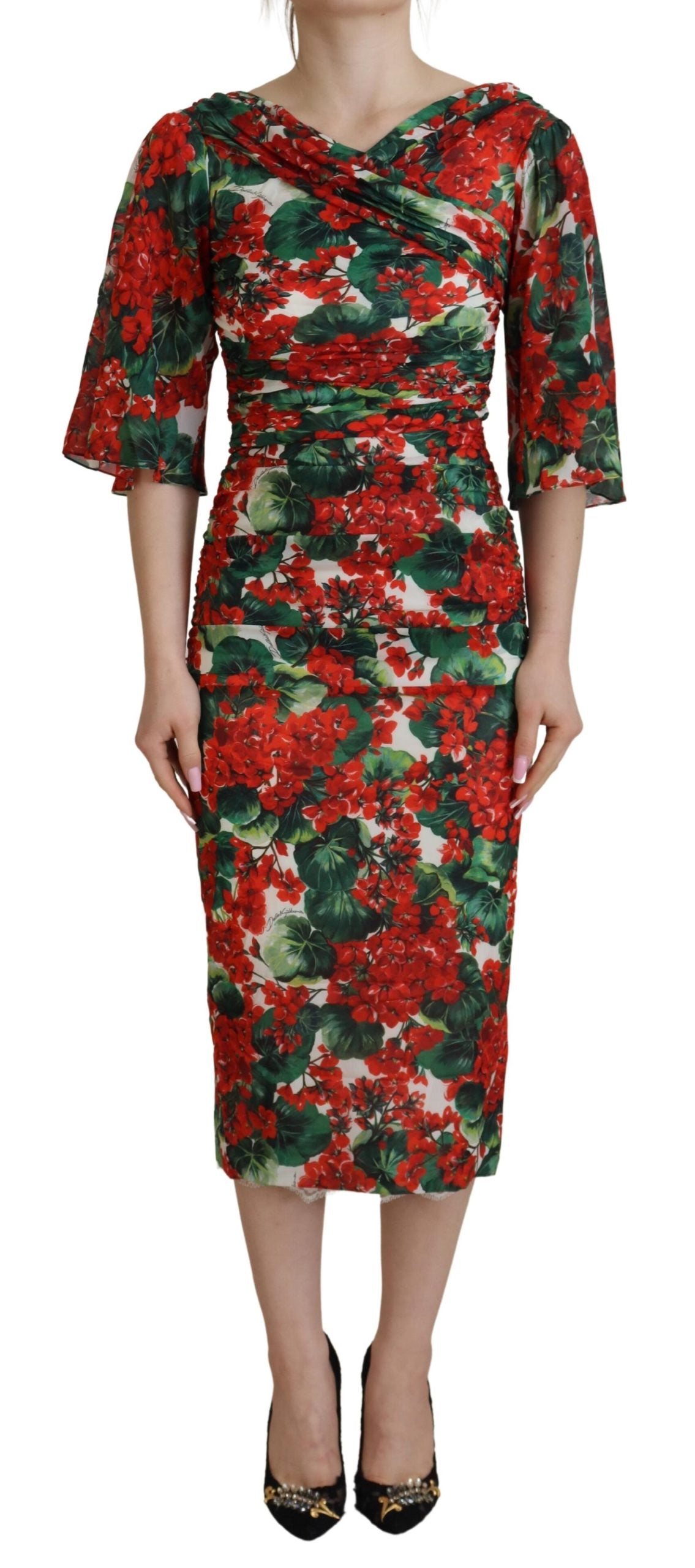 Robe fourreau à imprimé floral enchanteur Dolce & Gabbana
