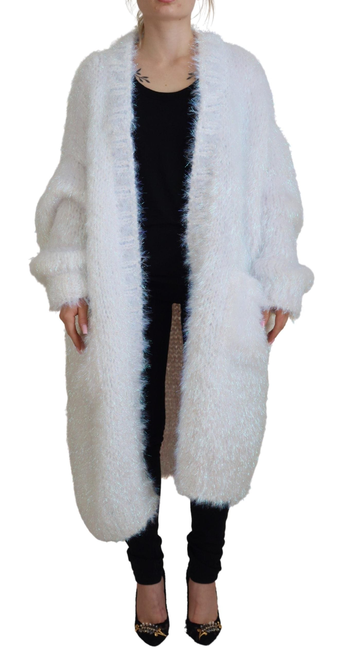 Dolce & Gabbana Élégant cardigan blanc à manches longues