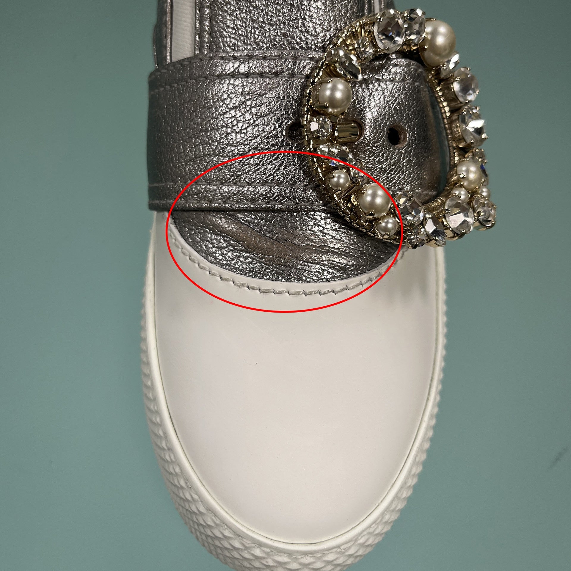 Miu Miu Leather Crystal Sneakers - WOMEN SHOES - MIU MIU - Tluxy New