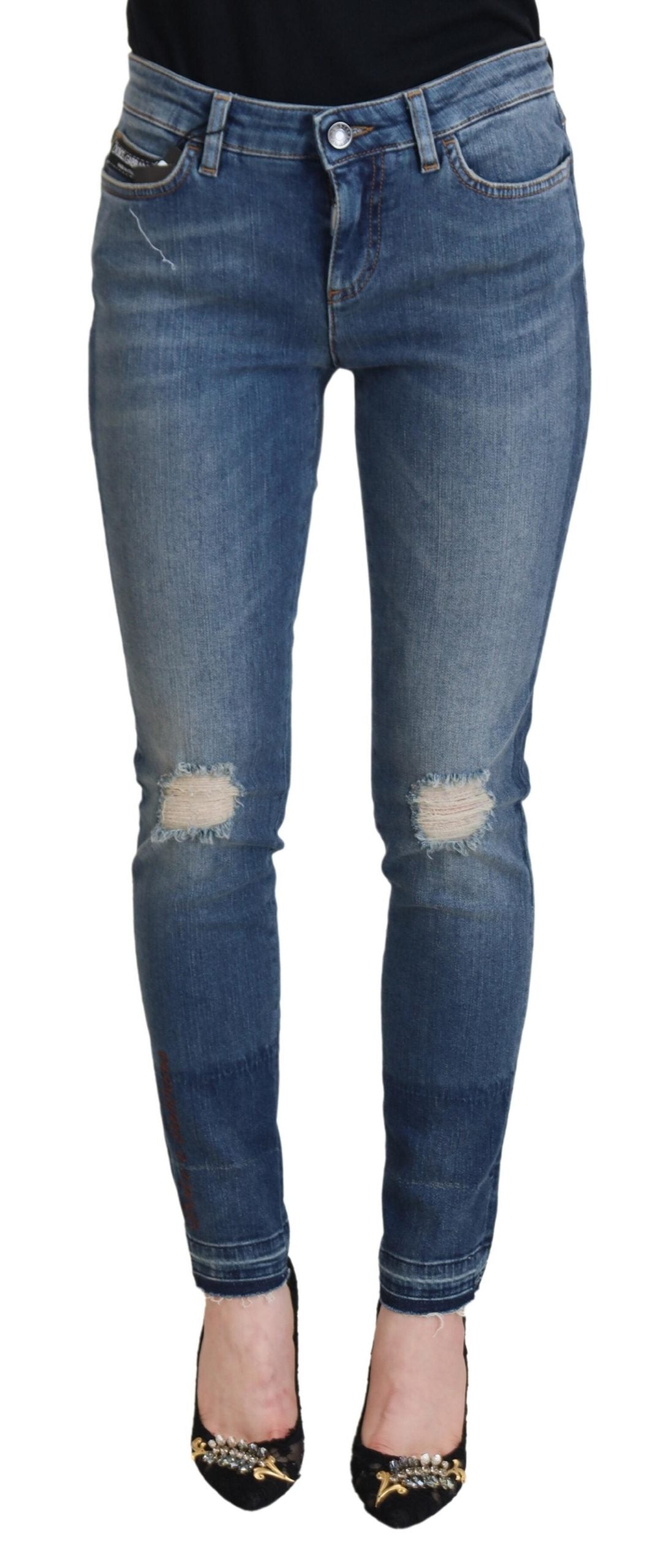 Dolce & Gabbana Elegante zerfetzte Jeanshose – Schicke Freizeitkleidung
