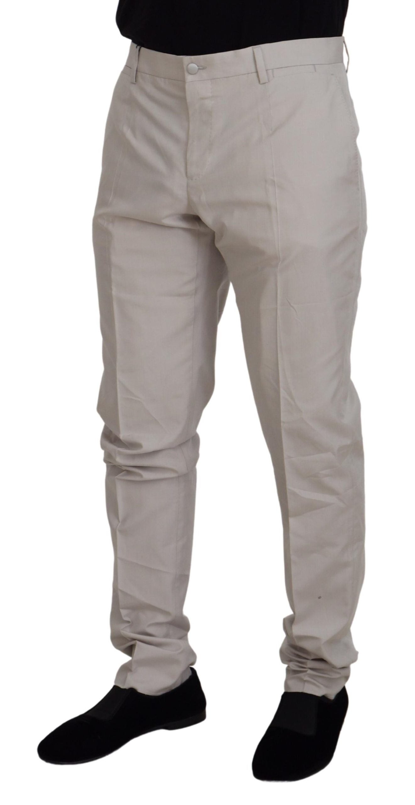 Pantalon chino taille moyenne en soie blanc cassé Dolce & Gabbana