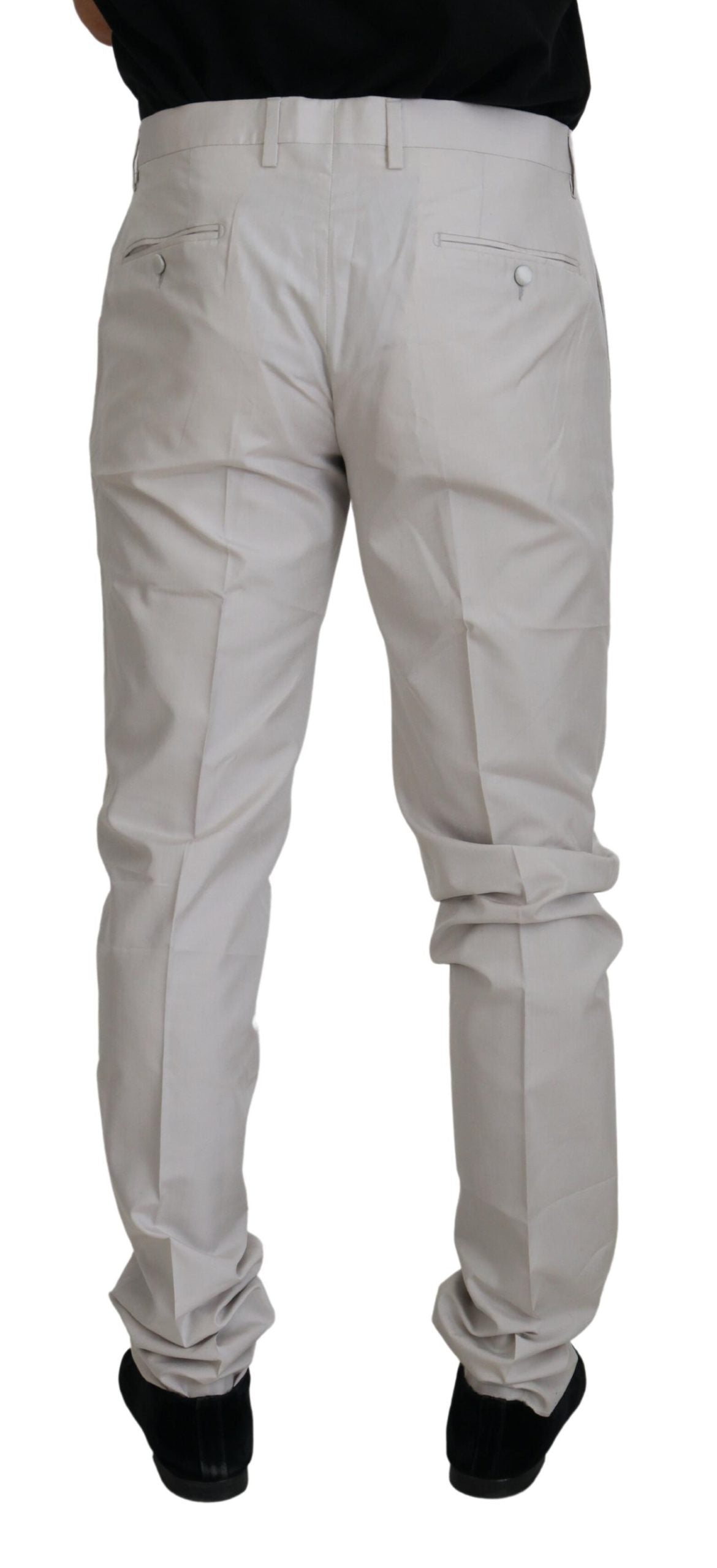 Pantalon chino taille moyenne en soie blanc cassé Dolce & Gabbana