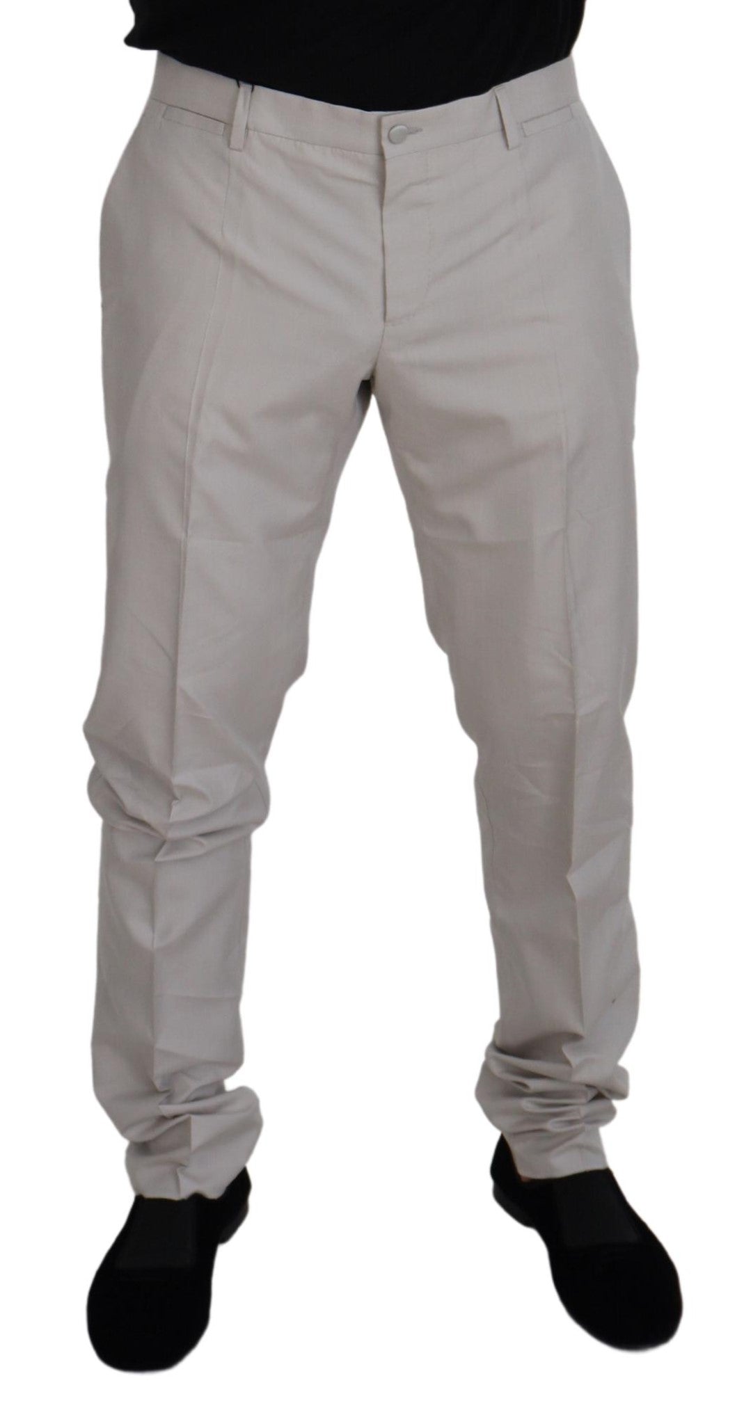 Pantalon chino taille moyenne en soie blanc cassé Dolce & Gabbana