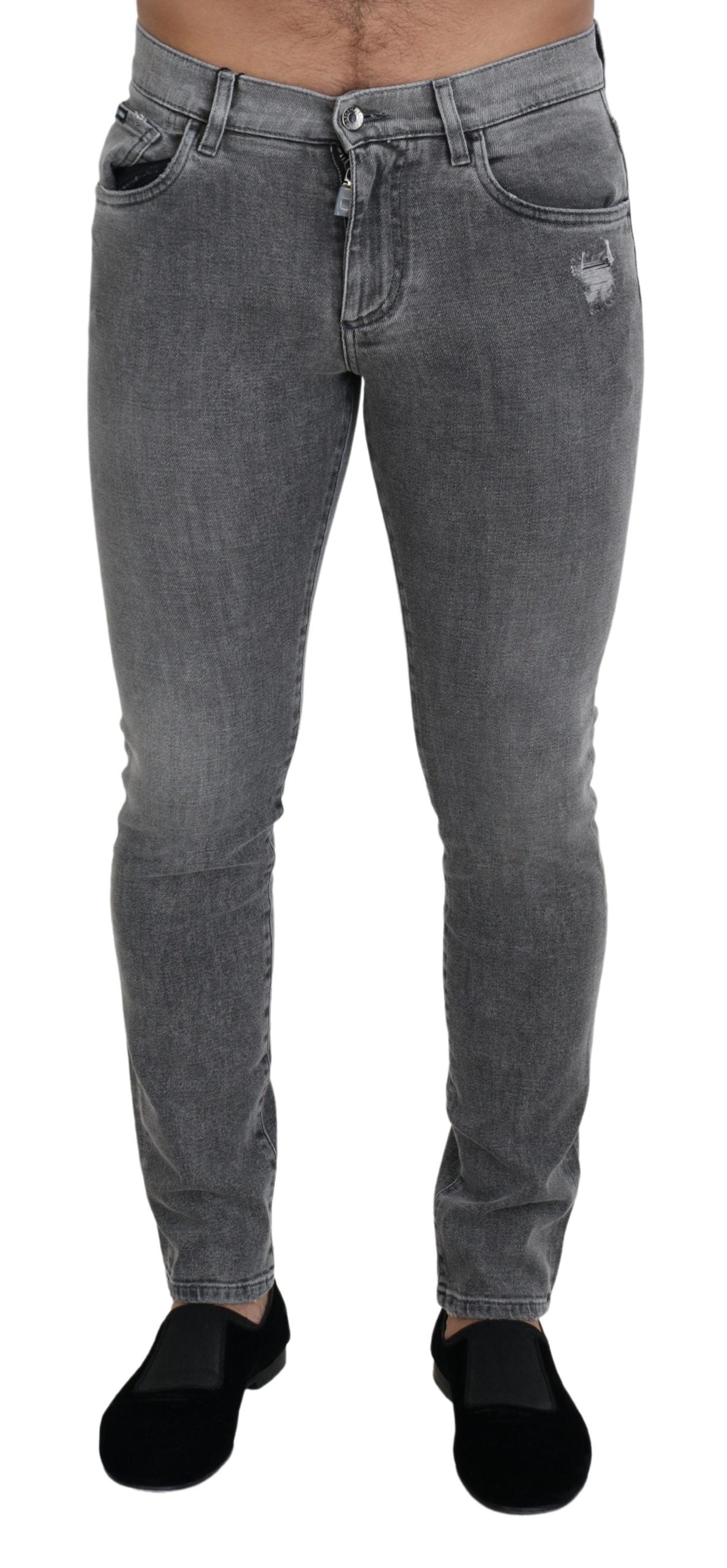 Pantalon en denim délavé gris chic Dolce & Gabbana