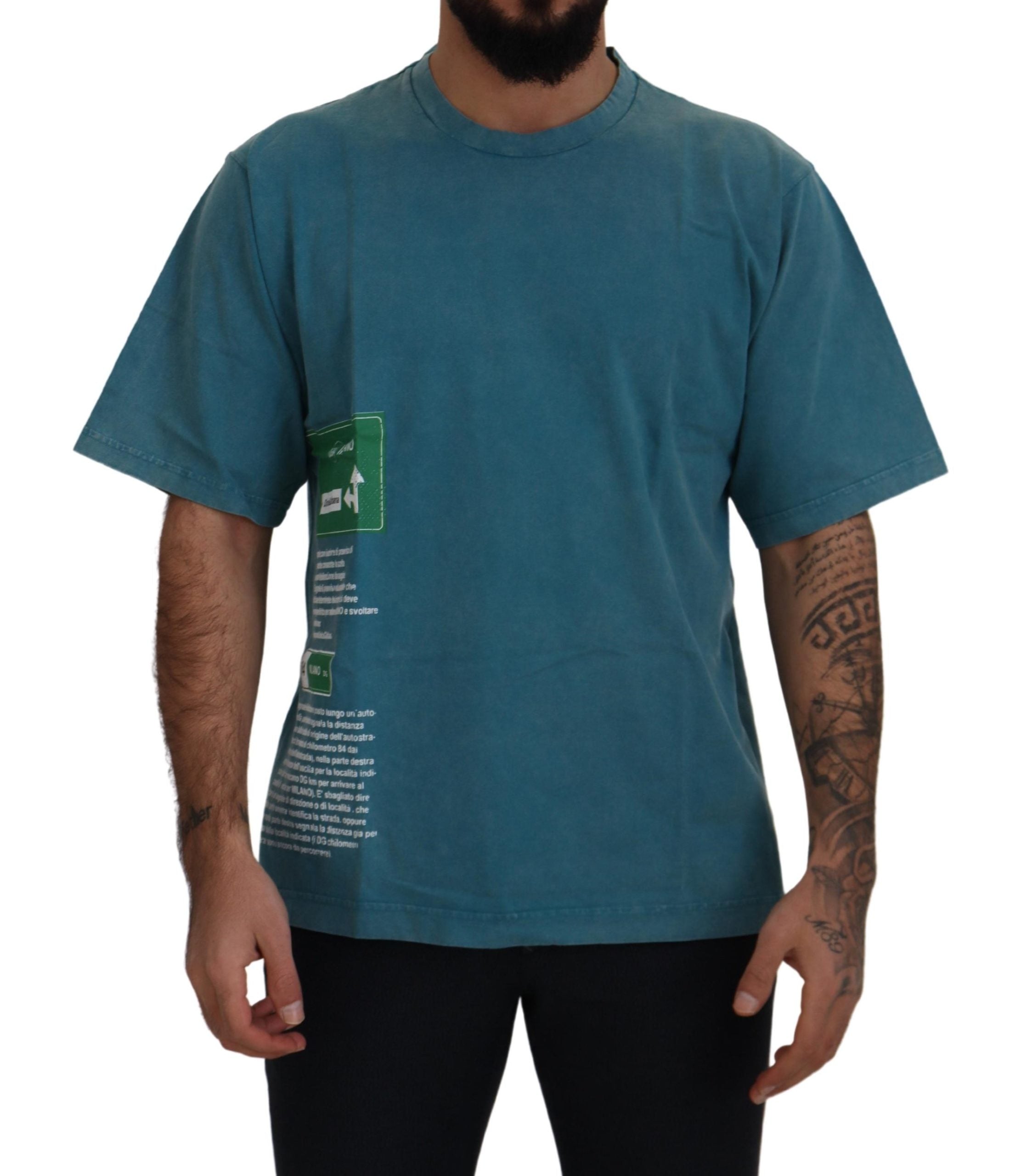 T-shirt élégant à col ras du cou en coton Dolce & Gabbana bleu
