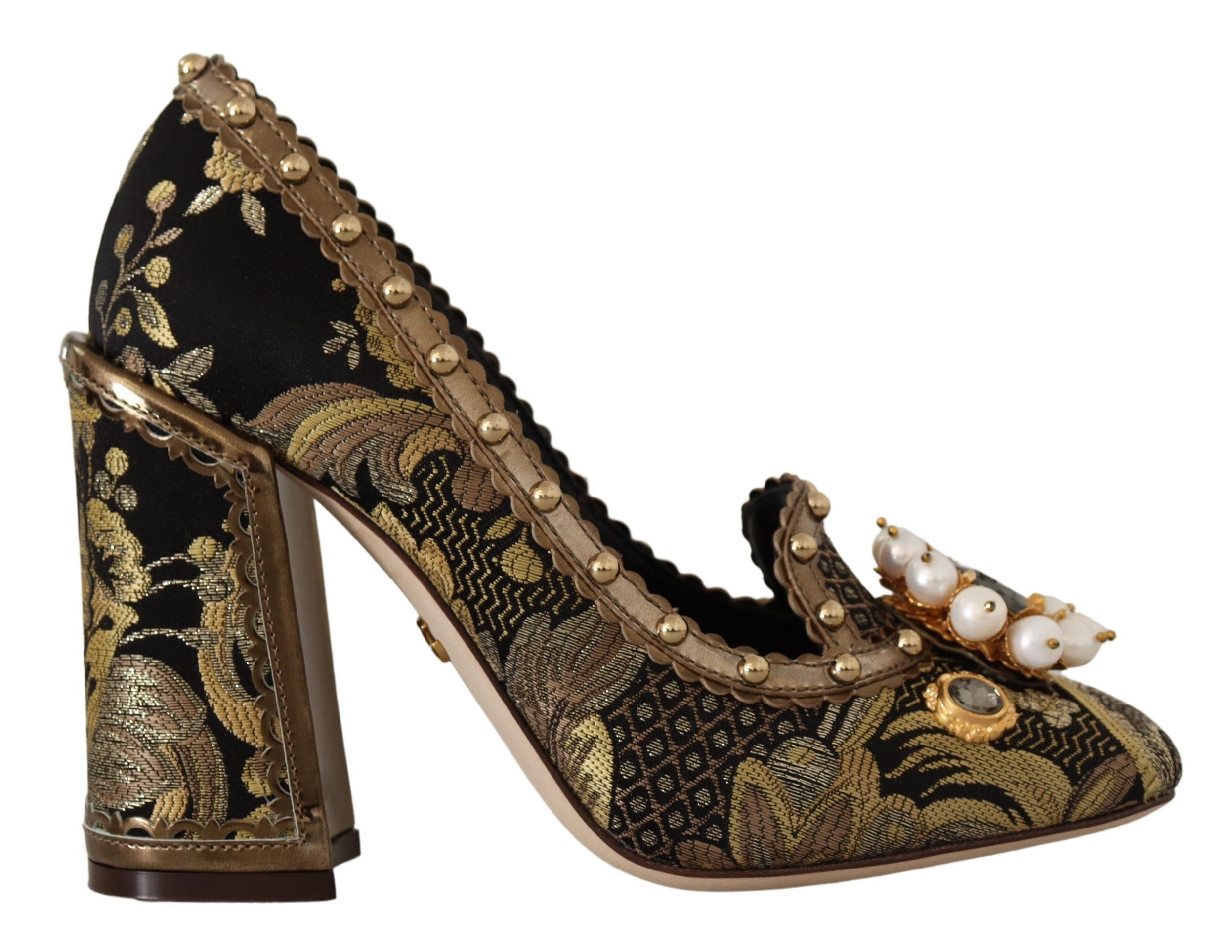 Escarpins élégants en brocart jacquard doré Dolce & Gabbana