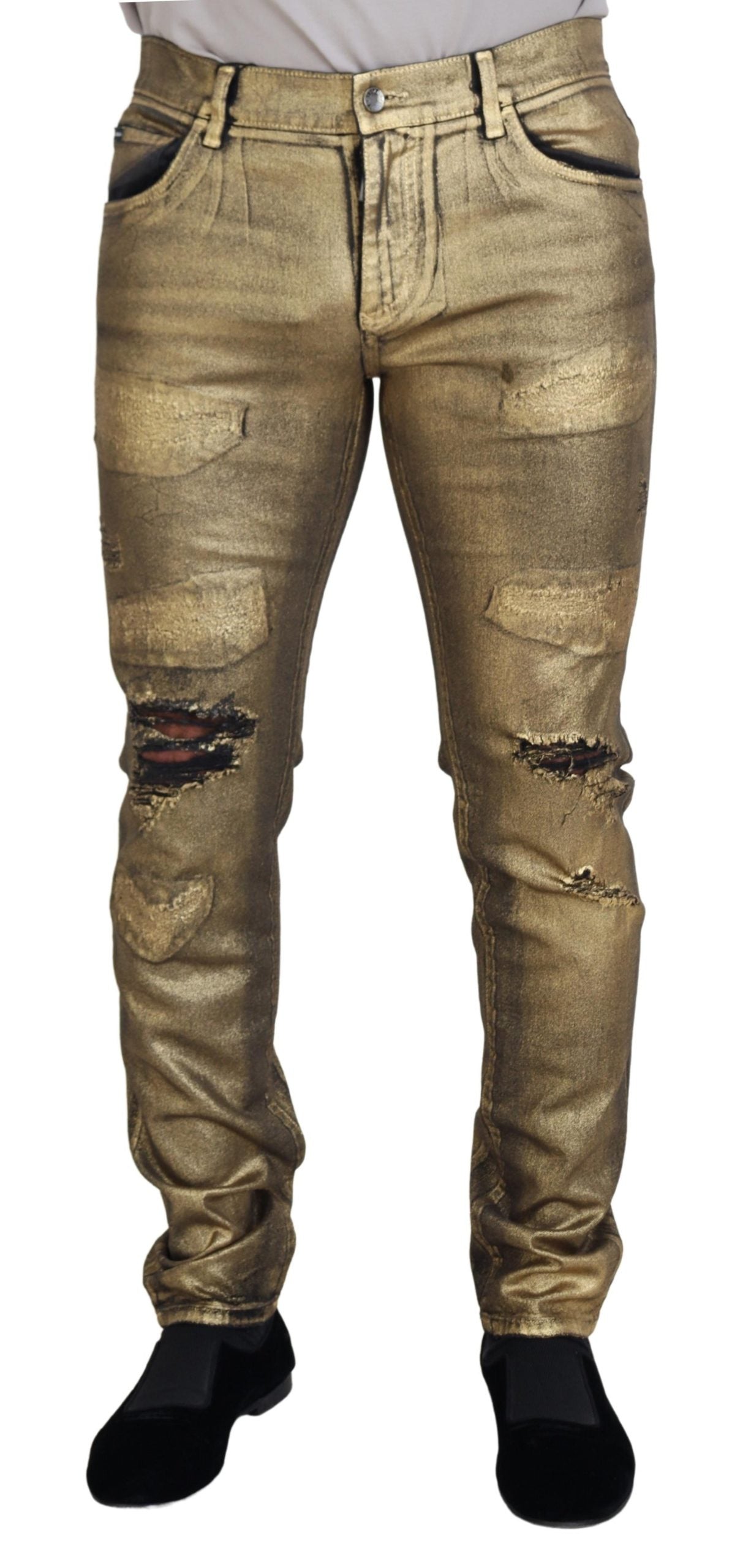 Dolce & Gabbana Élégant Denim Doré Élégance