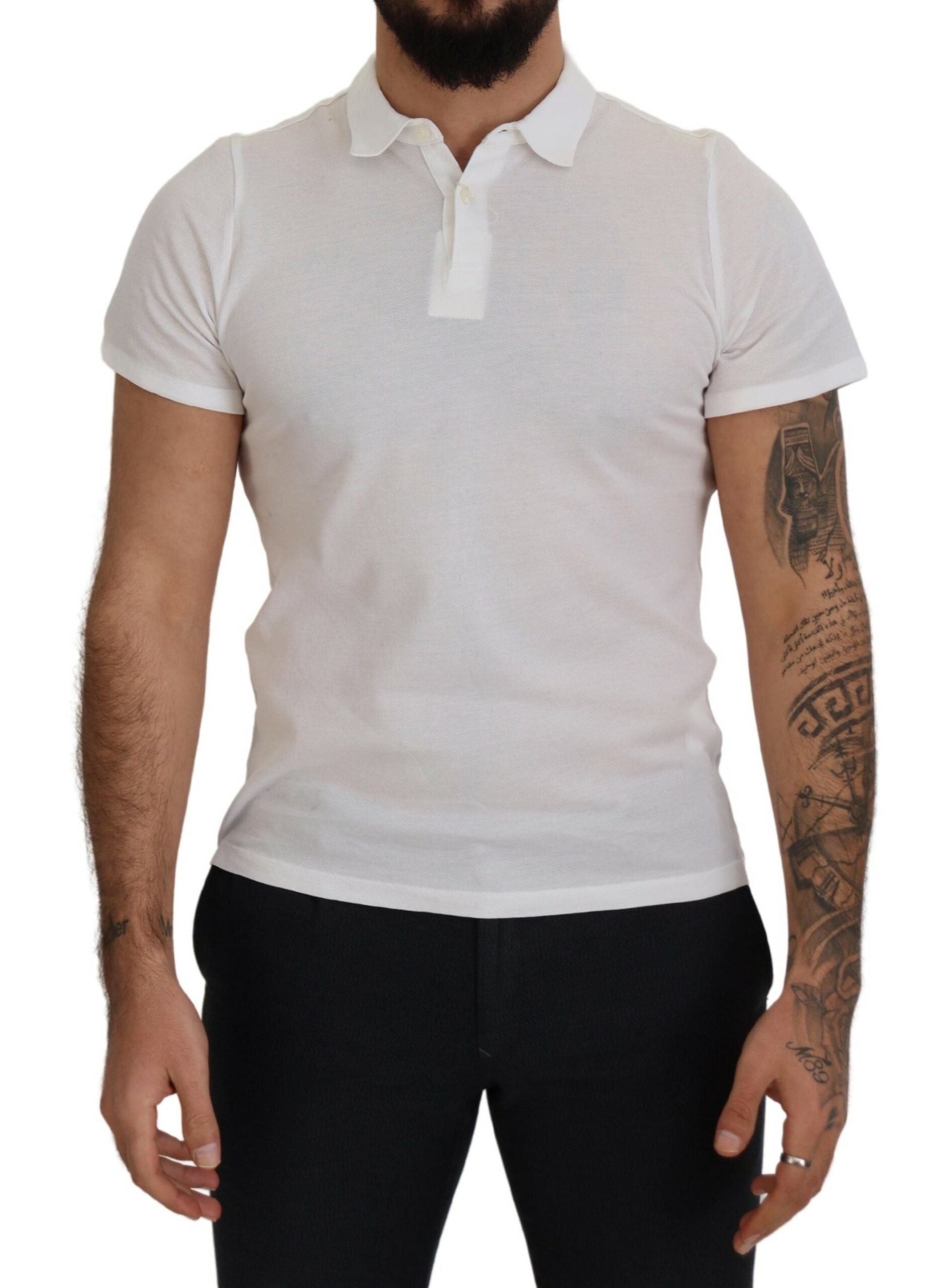 FRADI T-shirt polo élégant en coton blanc
