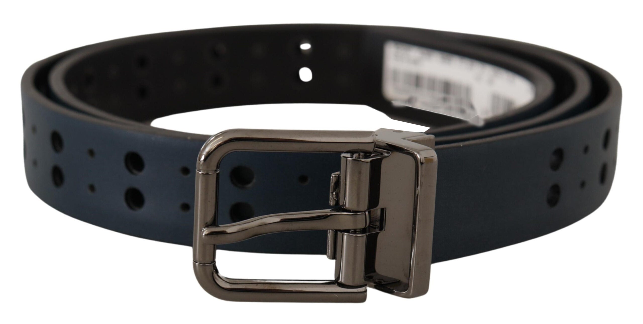 Dolce & Gabbana Eleganter blauer Ledergürtel mit Metallschnalle