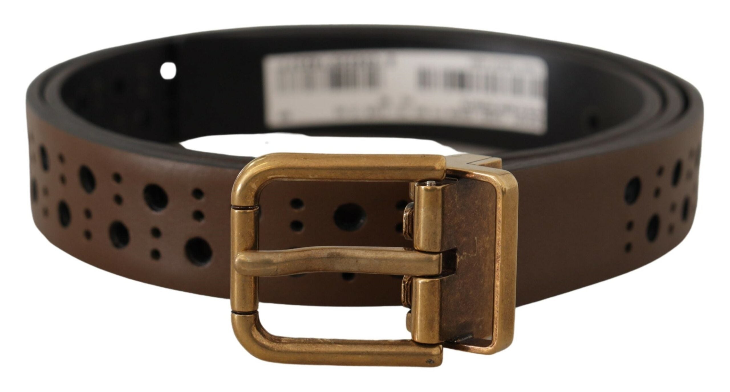 Dolce & Gabbana Eleganter brauner Ledergürtel mit goldener Schnalle