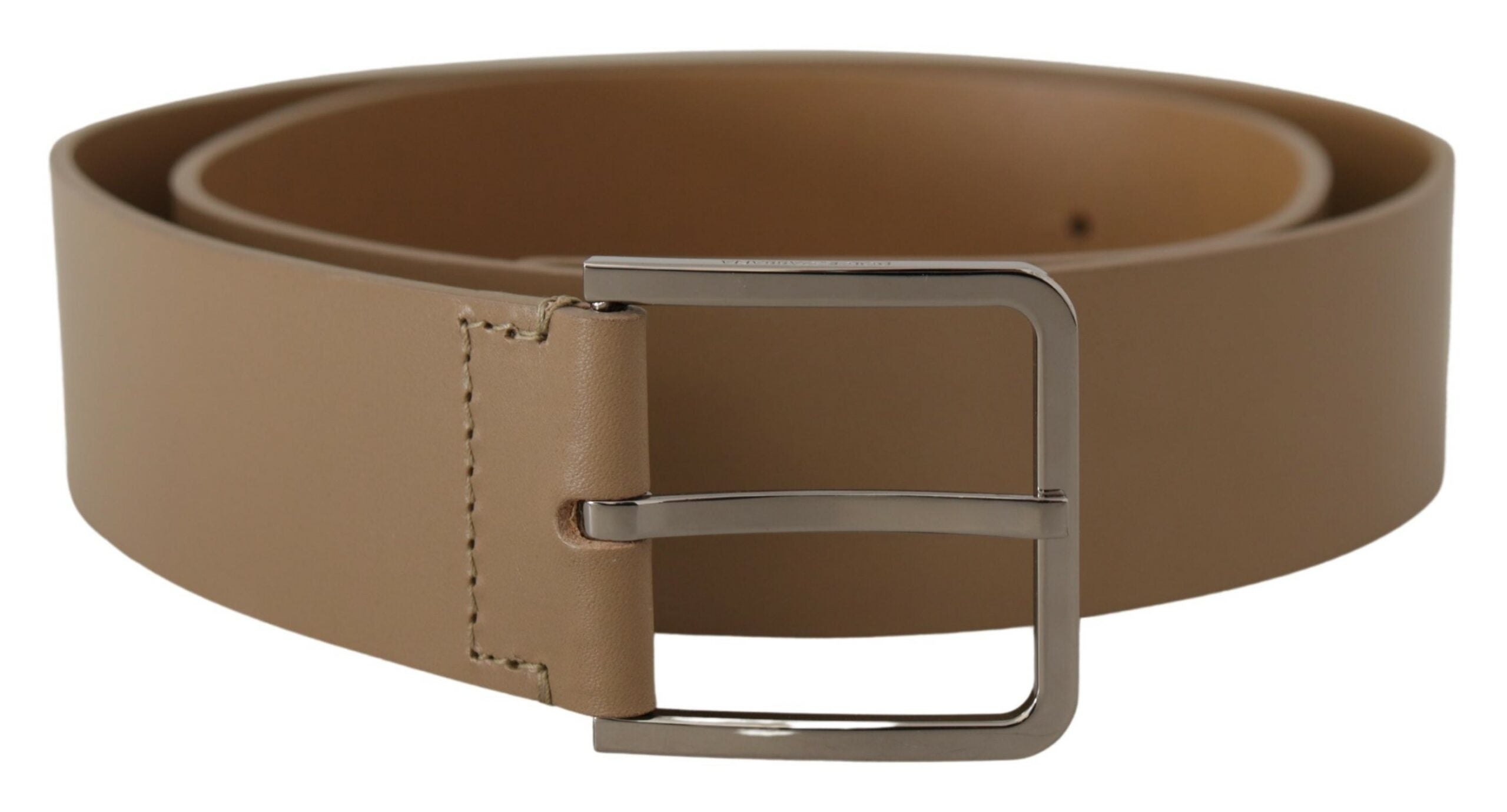 Ceinture en cuir beige Dolce & Gabbana avec boucle argentée