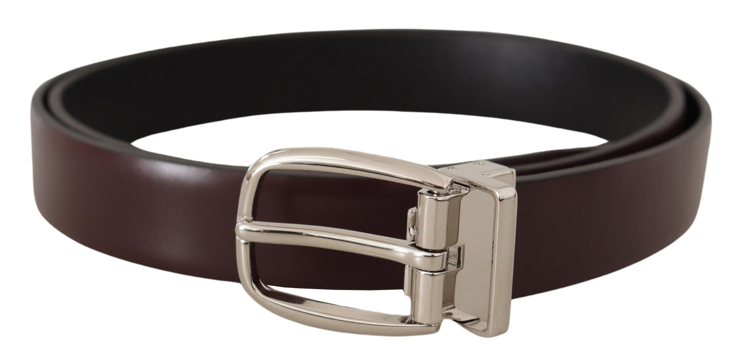 Ceinture élégante en cuir Dolce & Gabbana avec boucle en métal argenté