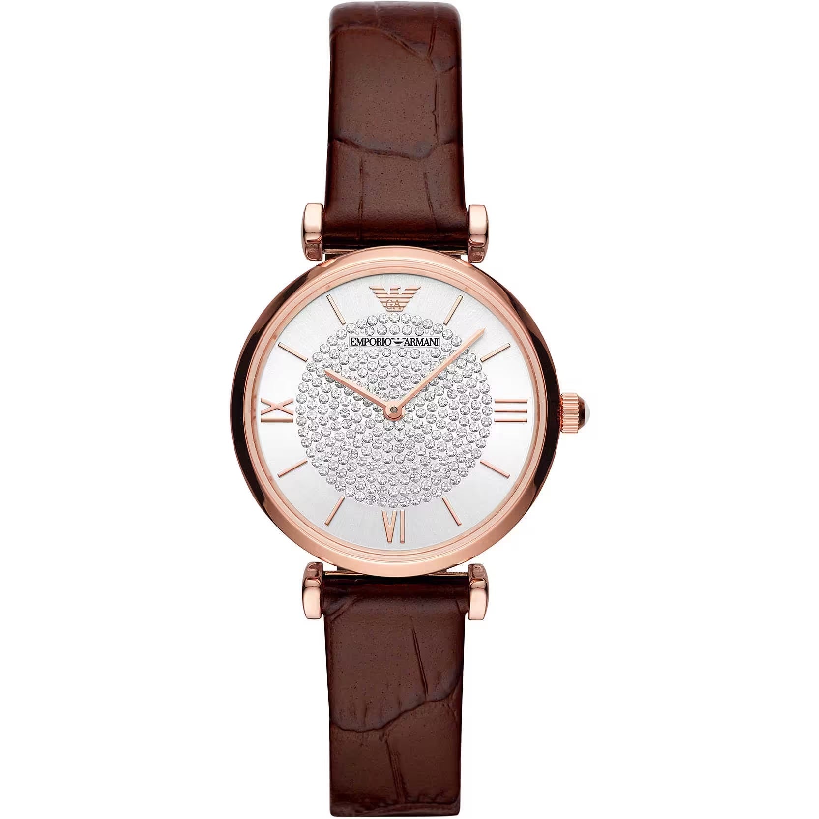 Emporio Armani Elegante Bordeaux-Lederuhr für Damen