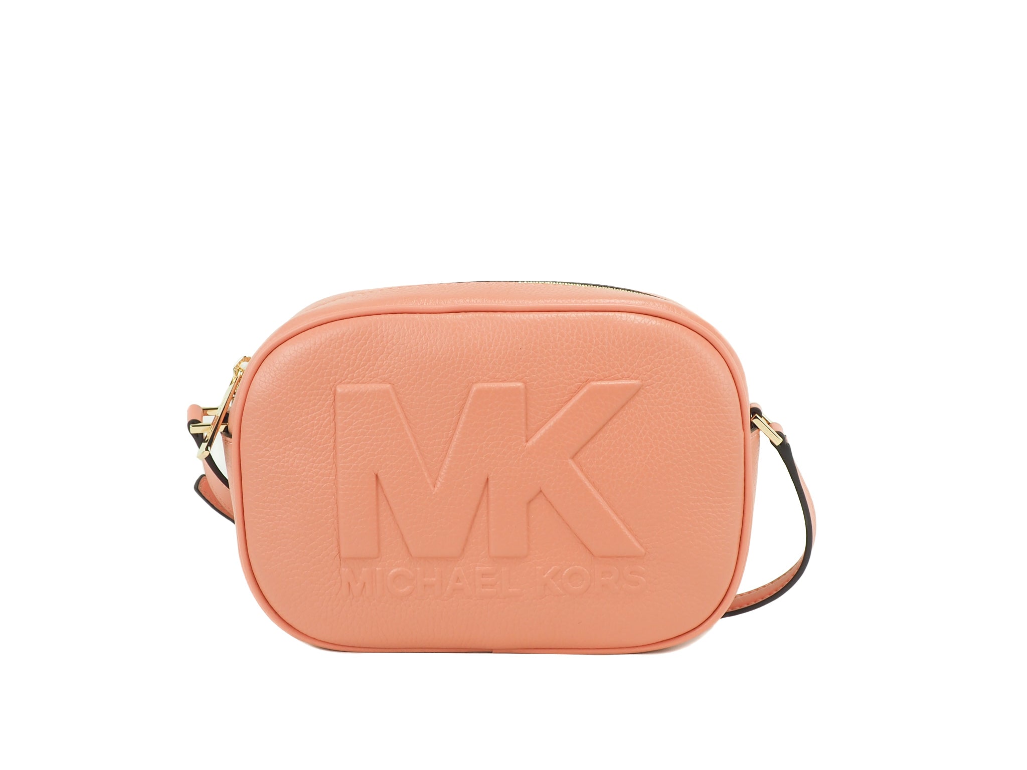 Sac bandoulière ovale en cuir Sherbert Jet Set Travel de taille moyenne pour appareil photo Michael Kors