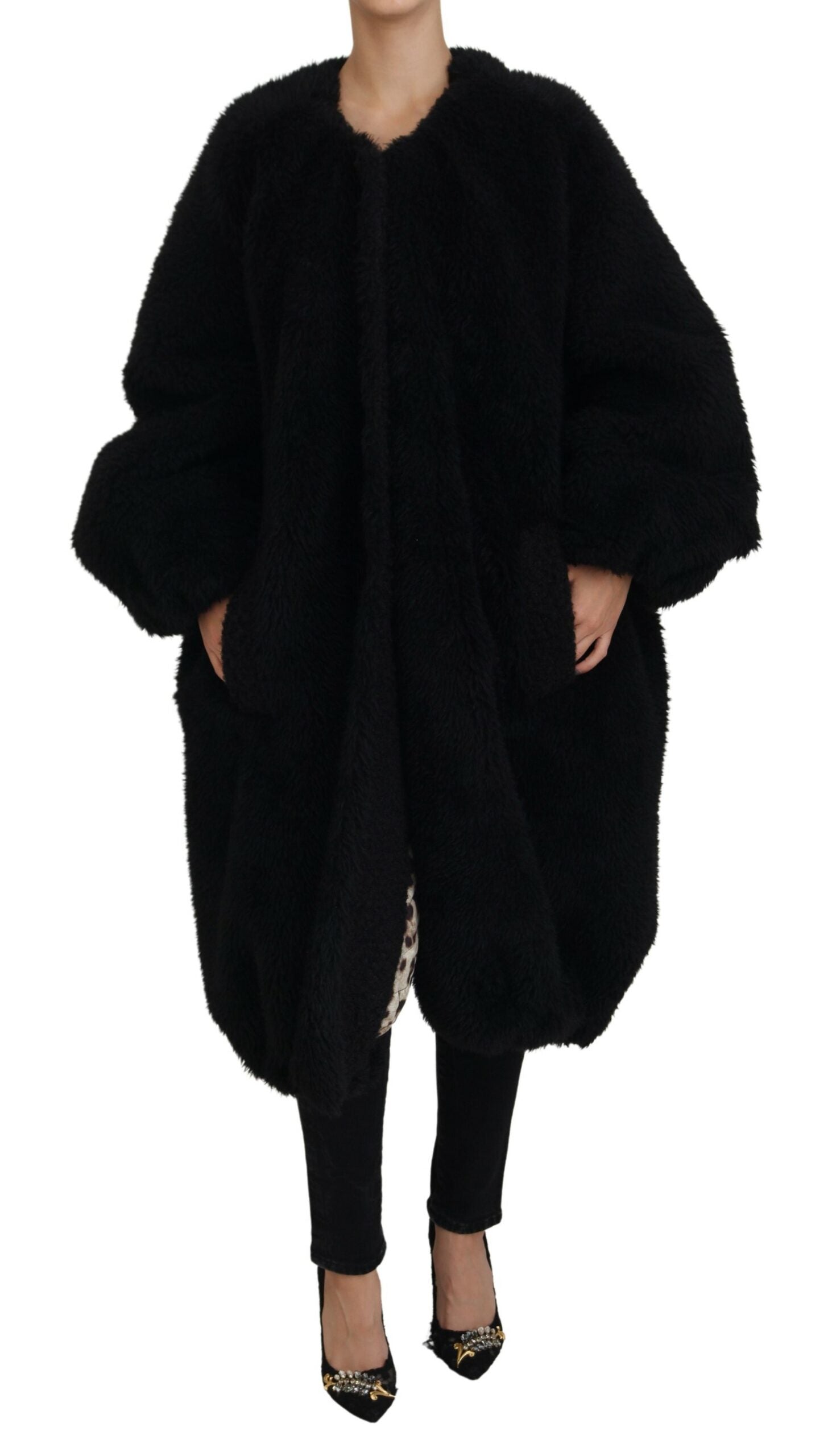 Dolce & Gabbana Élégant manteau en cachemire mélangé noir
