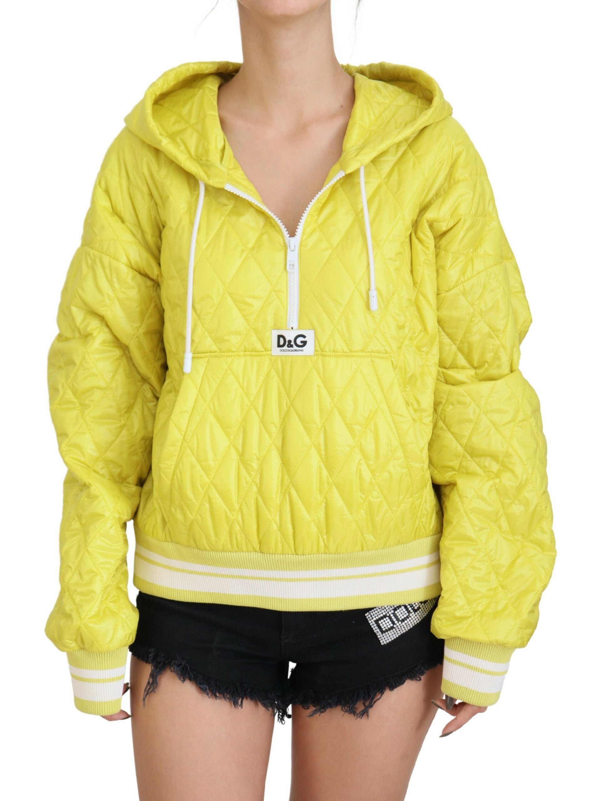 Dolce & Gabbana Elegante gelbe Kapuzenjacke