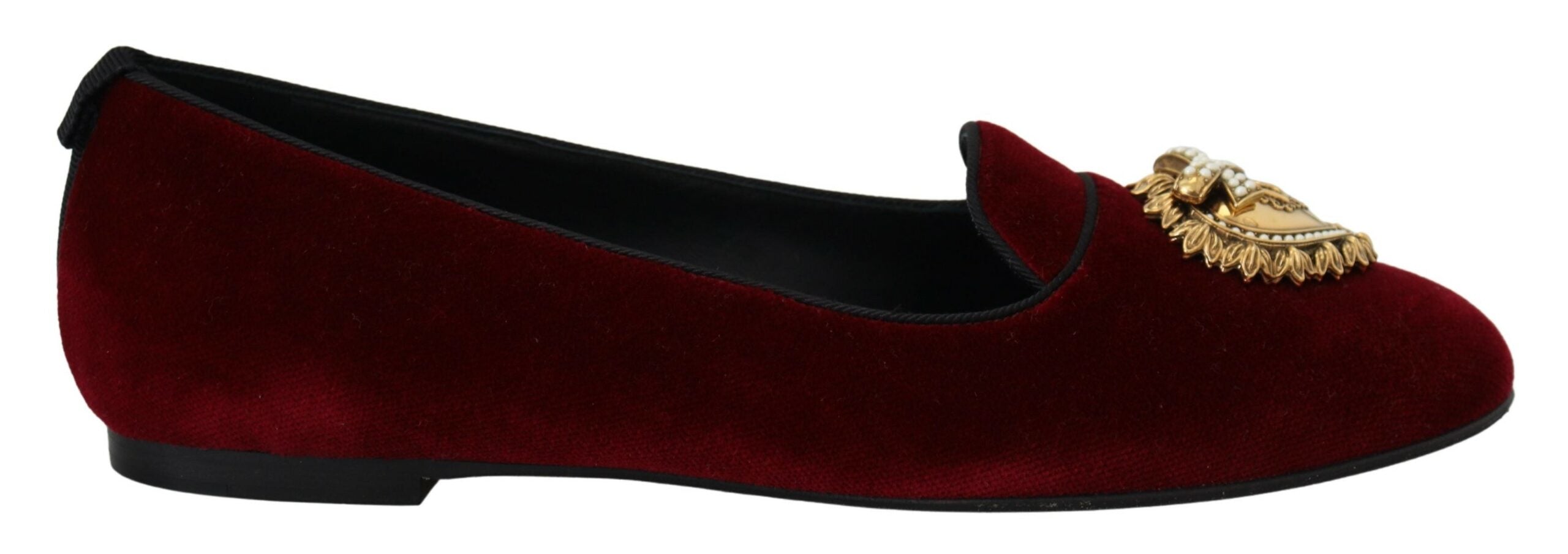Dolce & Gabbana Bordeauxfarbene Samt-Loafer „Devotion“