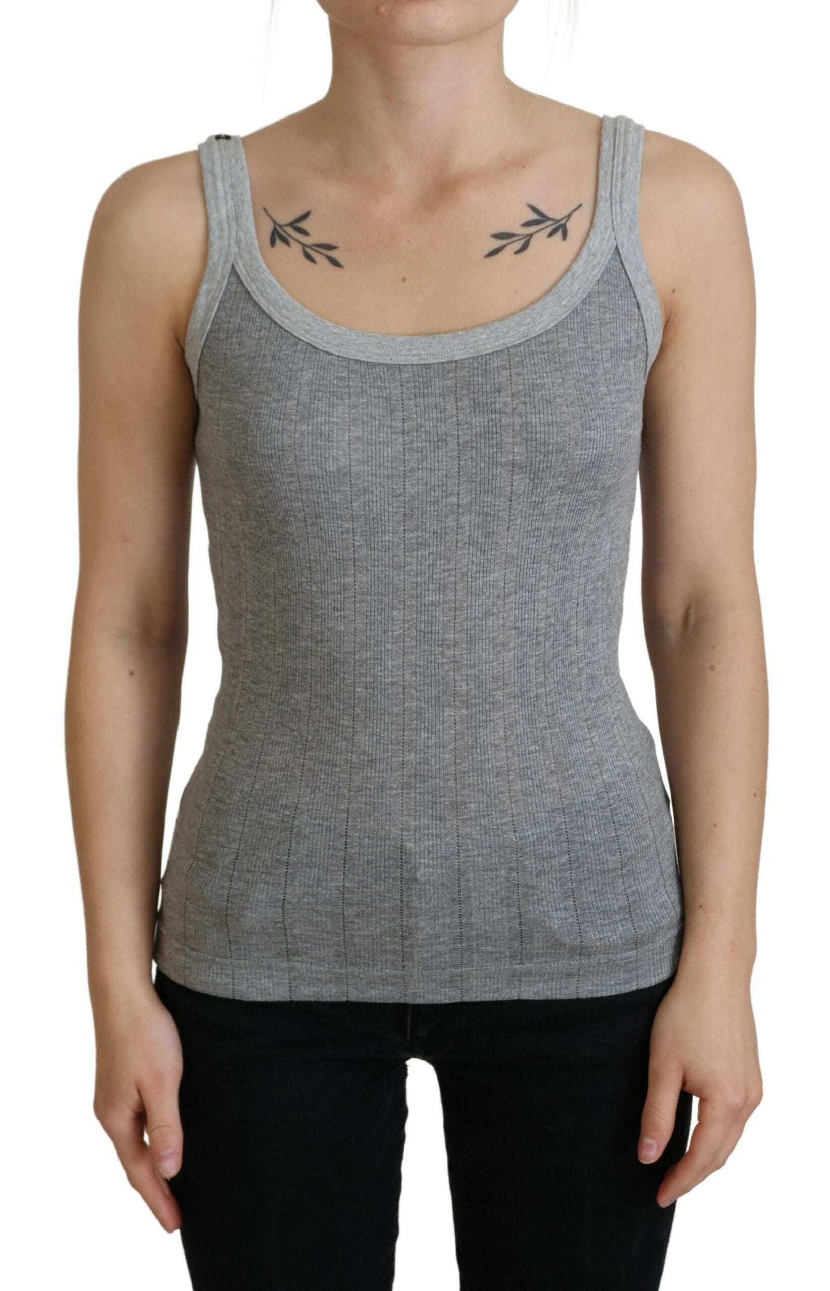 Dolce & Gabbana Chic Haut sans manches gris en modal et coton