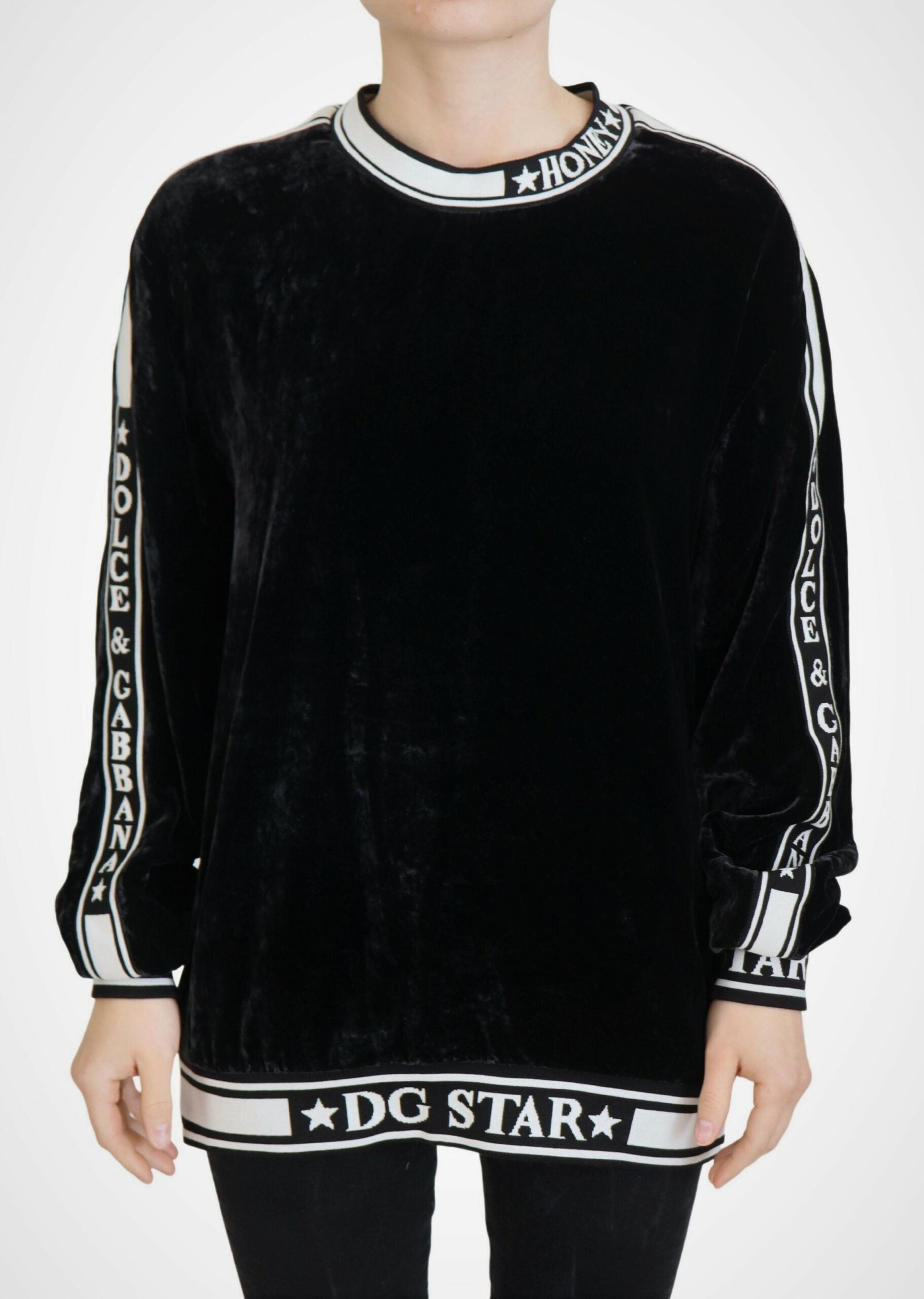 Dolce & Gabbana Eleganter Pullover aus Seidenmischung und Samt