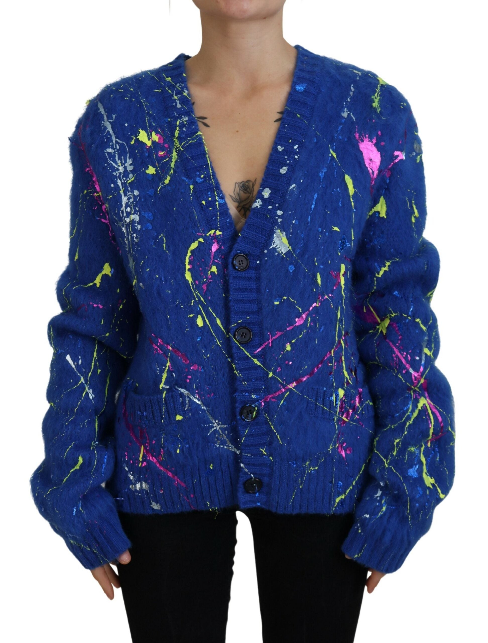 Dolce & Gabbana Élégant cardigan multicolore en mohair Splash