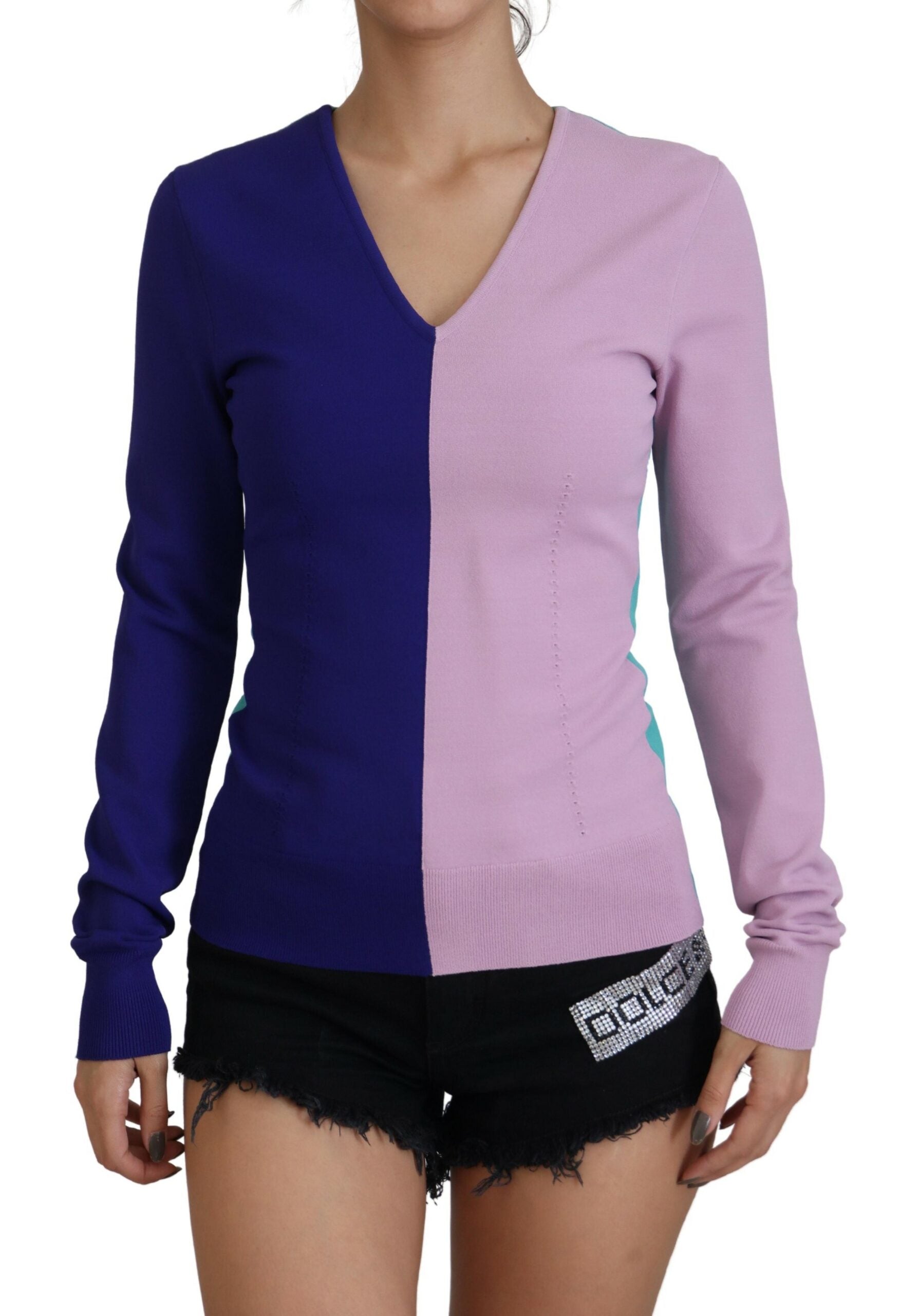 Dolce & Gabbana Schicker mehrfarbiger Pullover mit V-Ausschnitt