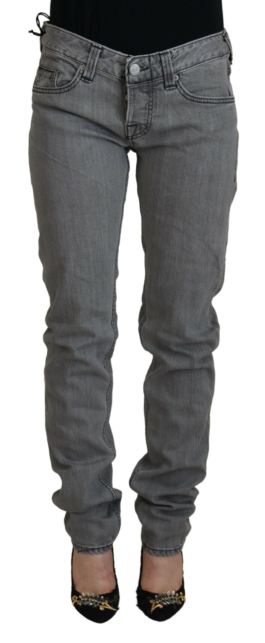 Care Label Chic Skinny Jeans in Grau mit niedriger Taille