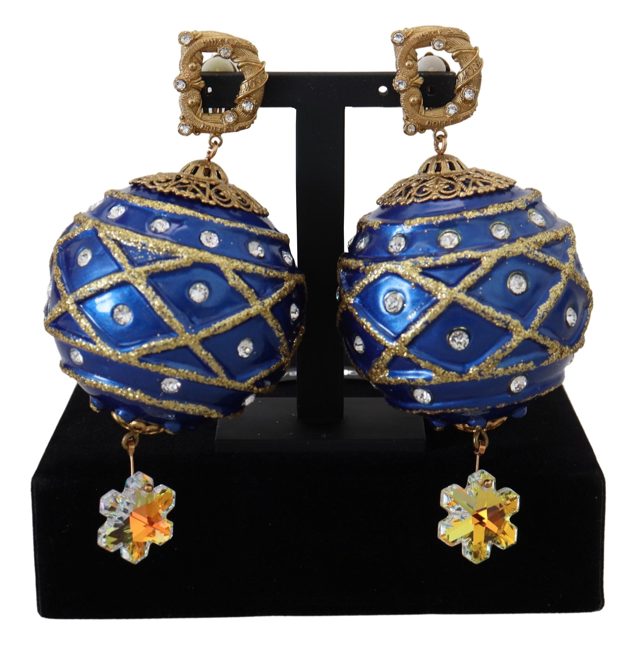 Boucles d'oreilles pendantes élégantes en cristal avec boule de Noël Dolce & Gabbana