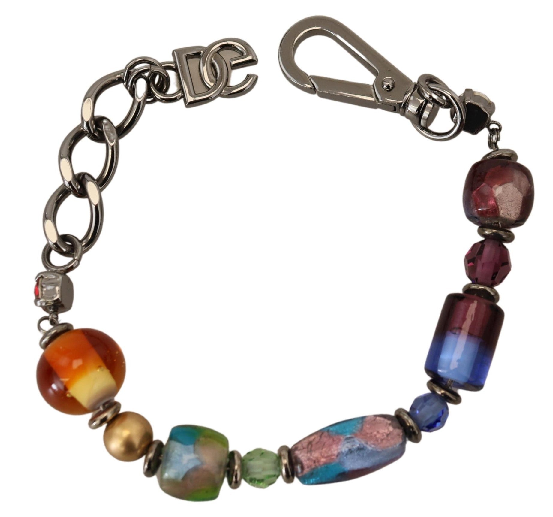 Bracelet chaîne en argent à perles multicolores Dolce & Gabbana