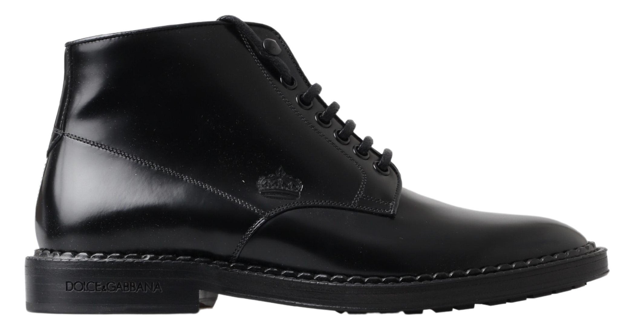 Dolce & Gabbana Elegante schwarze Lederstiefel für Herren