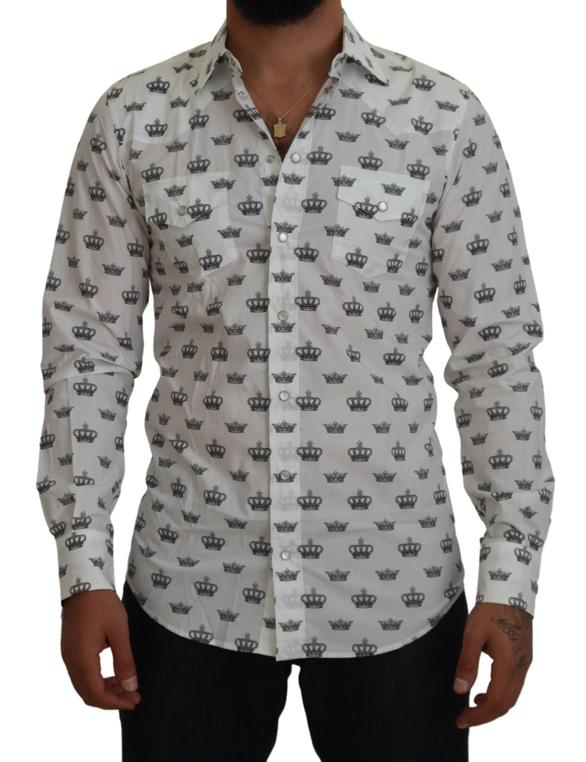 Chemise habillée slim à imprimé couronne Dolce & Gabbana