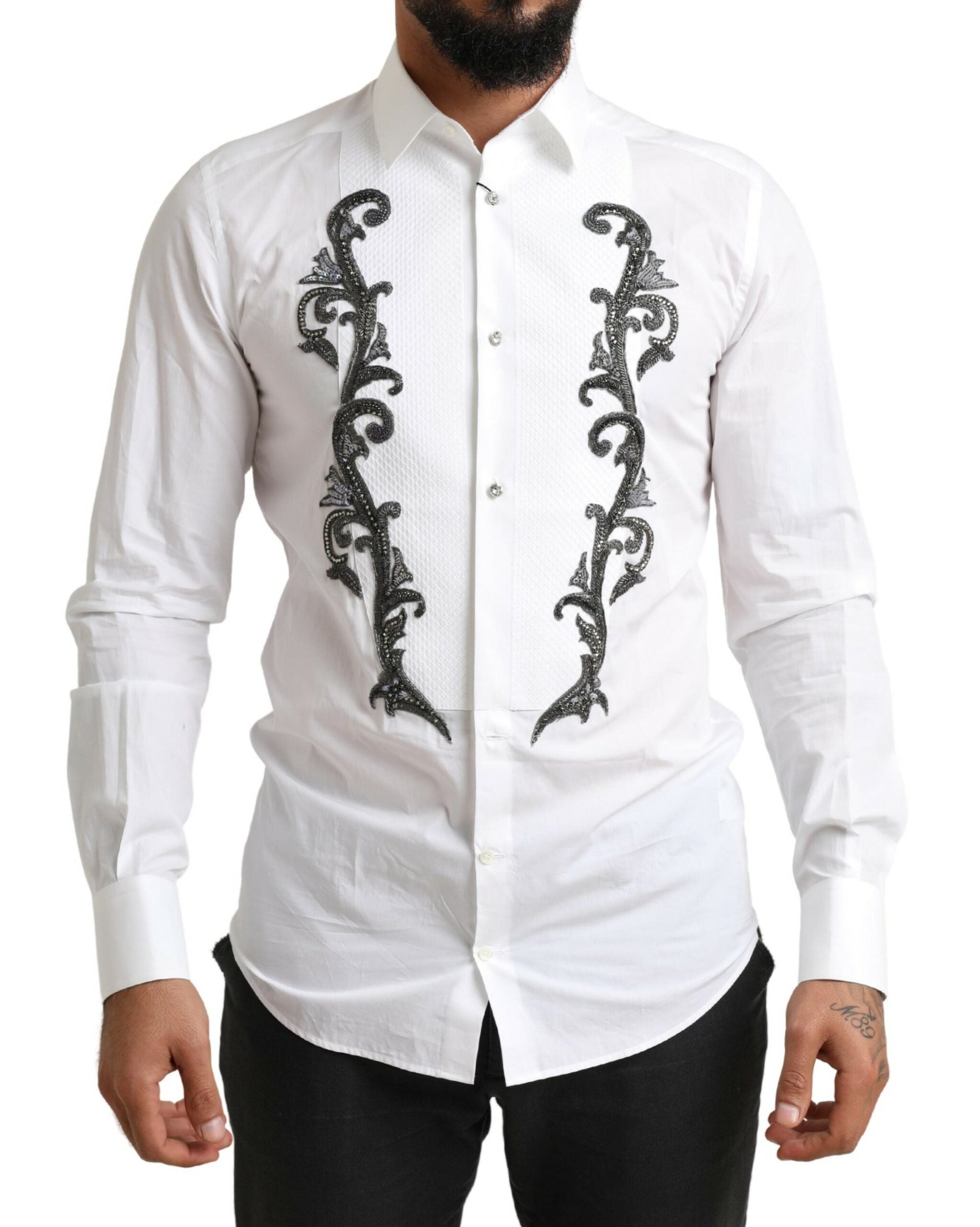 Chemise de smoking slim fit de créateur italien Dolce & Gabbana