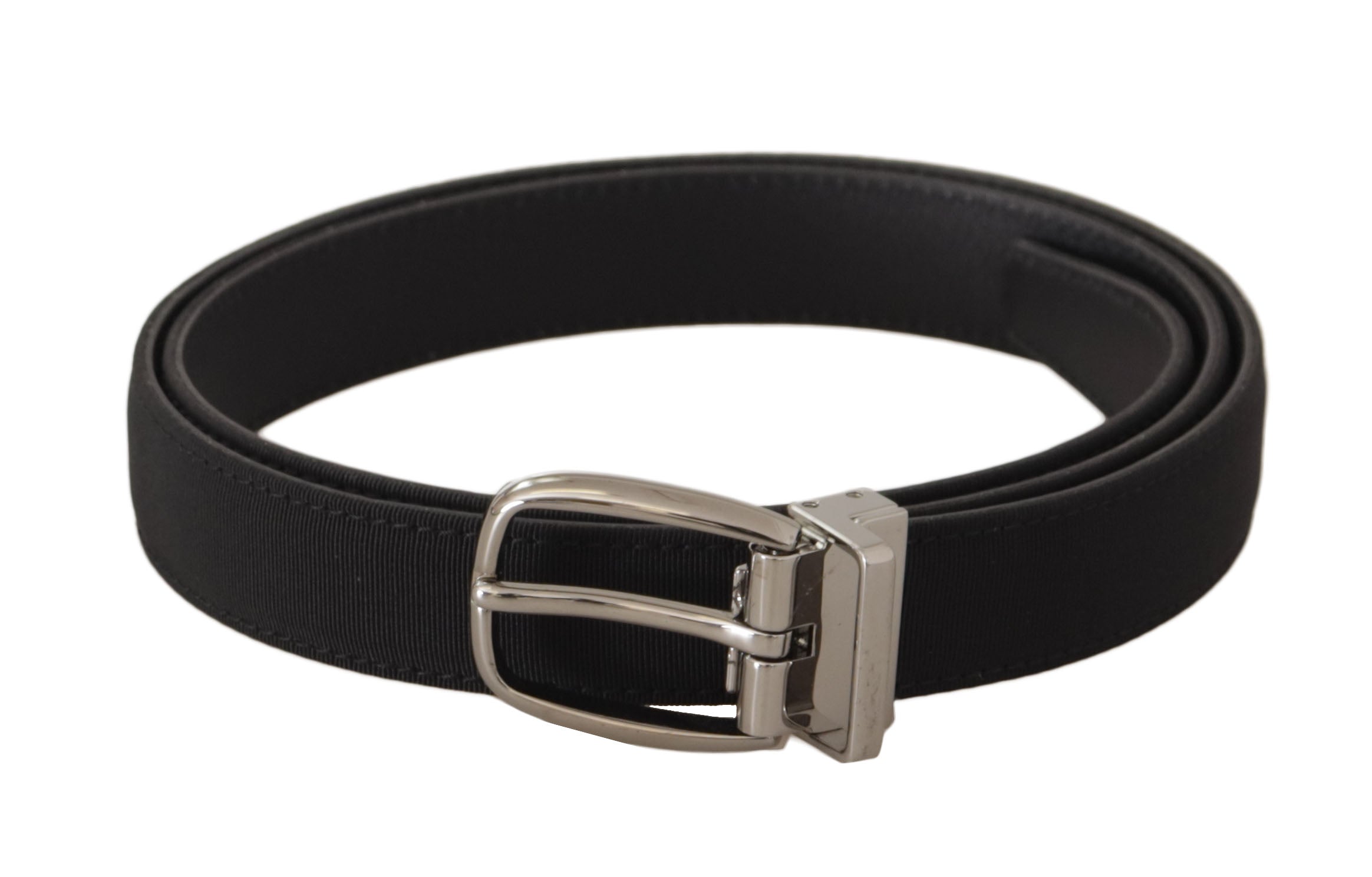 Ceinture élégante en toile et cuir noir Dolce & Gabbana