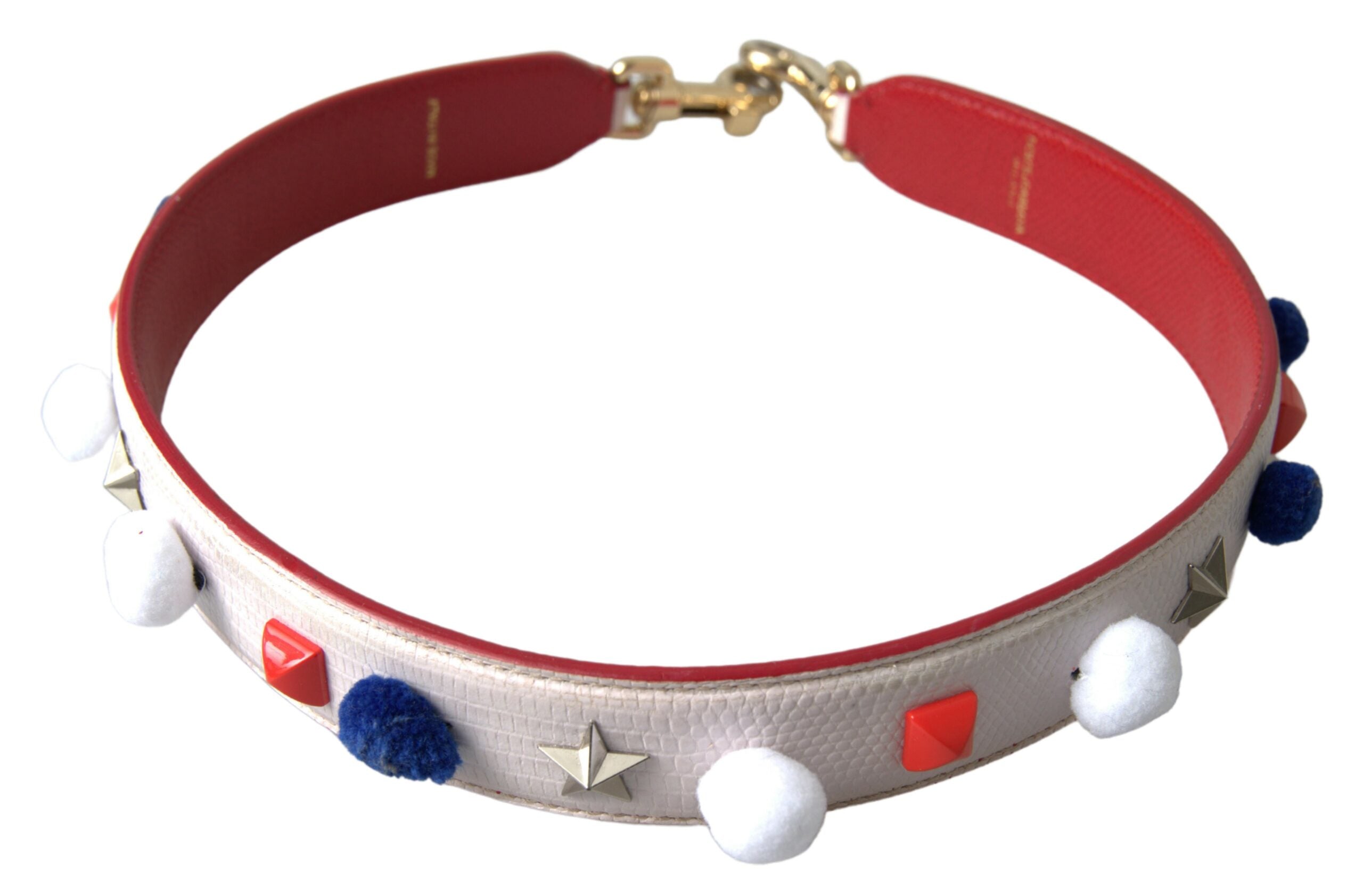 Dolce & Gabbana Superbe bracelet en cuir clouté multicolore blanc