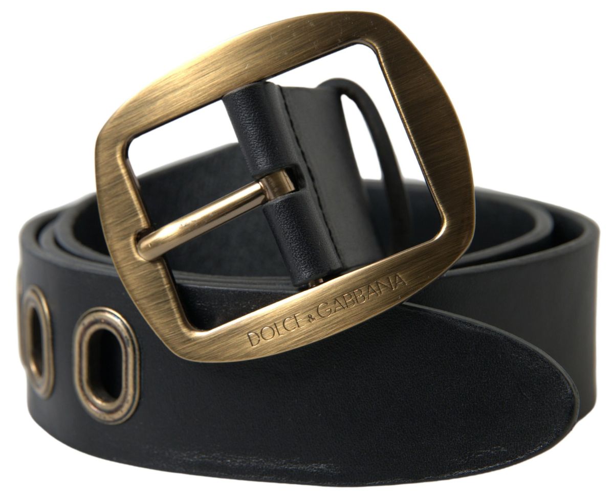Ceinture élégante en cuir italien Dolce & Gabbana avec boucle en métal