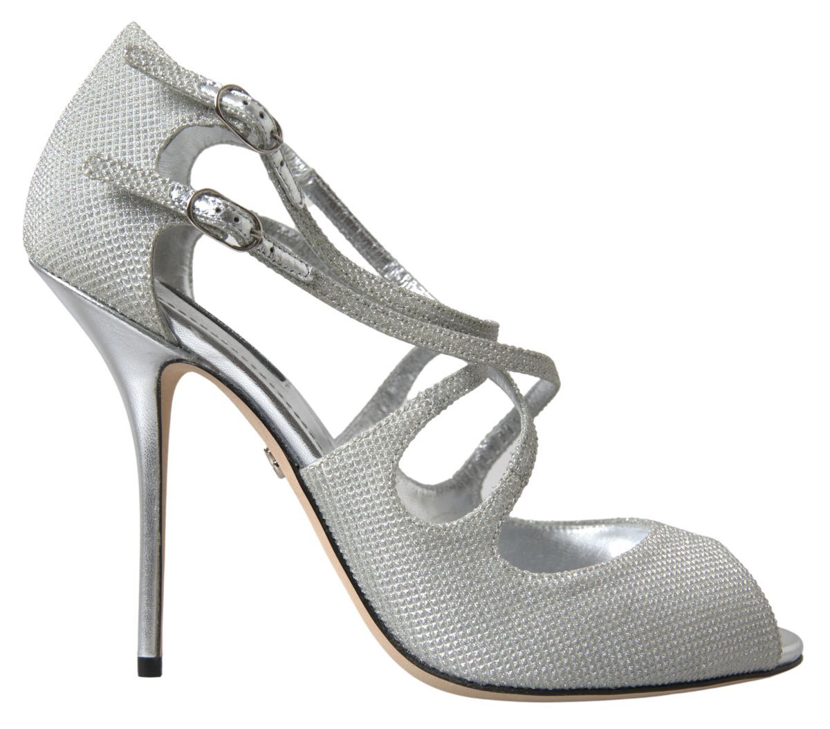 Sandales à talons hauts argentées scintillantes élégantes Dolce & Gabbana