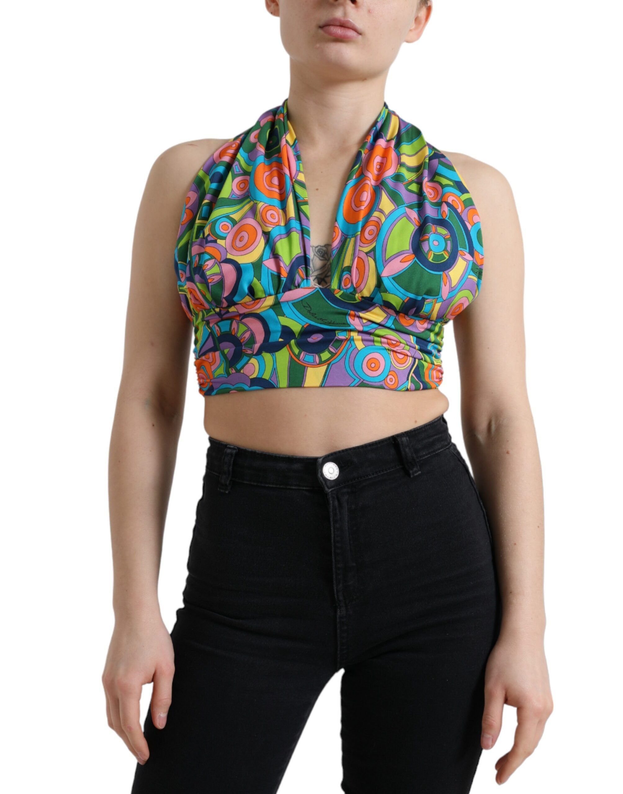 Dolce & Gabbana – Elegantes Neckholder-Crop-Top aus Seidenmischung