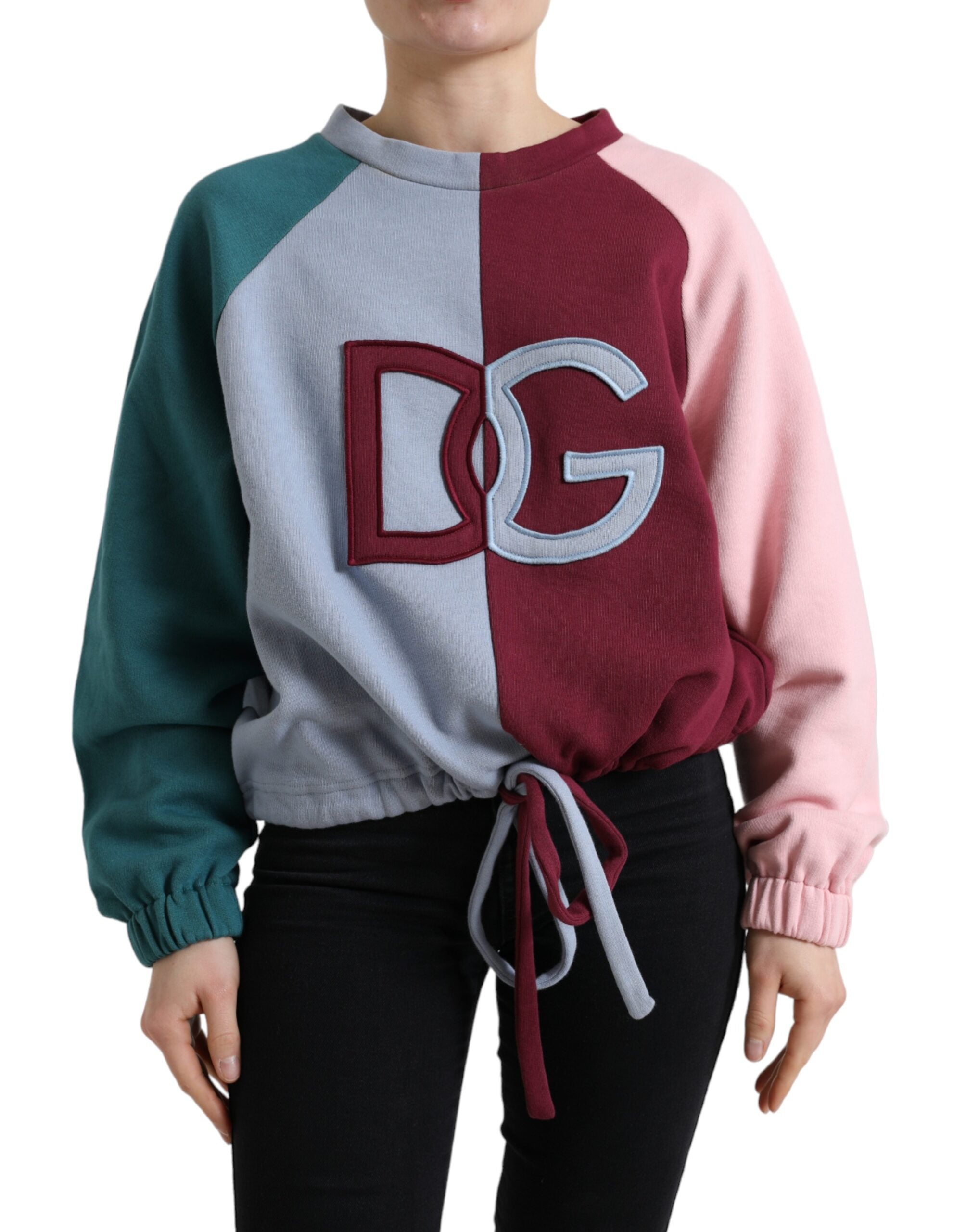 Dolce & Gabbana Eleganter mehrfarbiger Baumwollpullover mit Rundhalsausschnitt