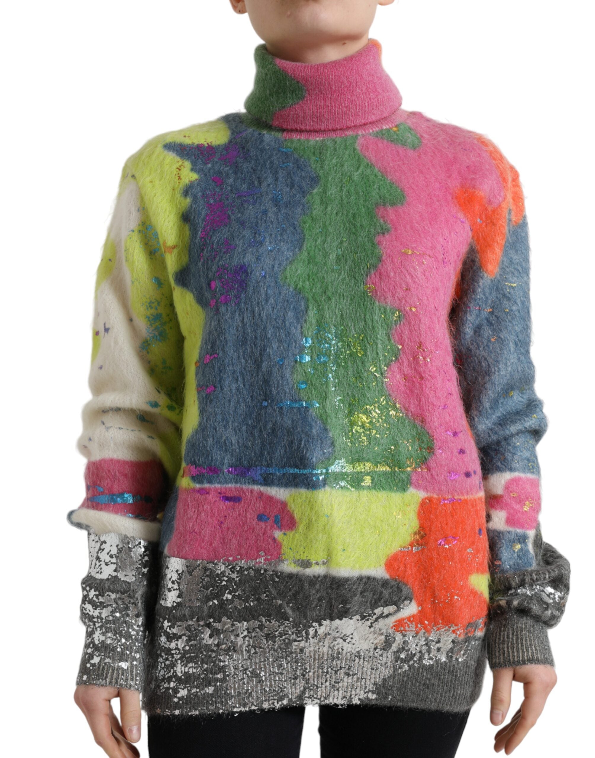 Dolce & Gabbana – Rollkragenpullover aus mehrfarbigem Mohair mit Streifen