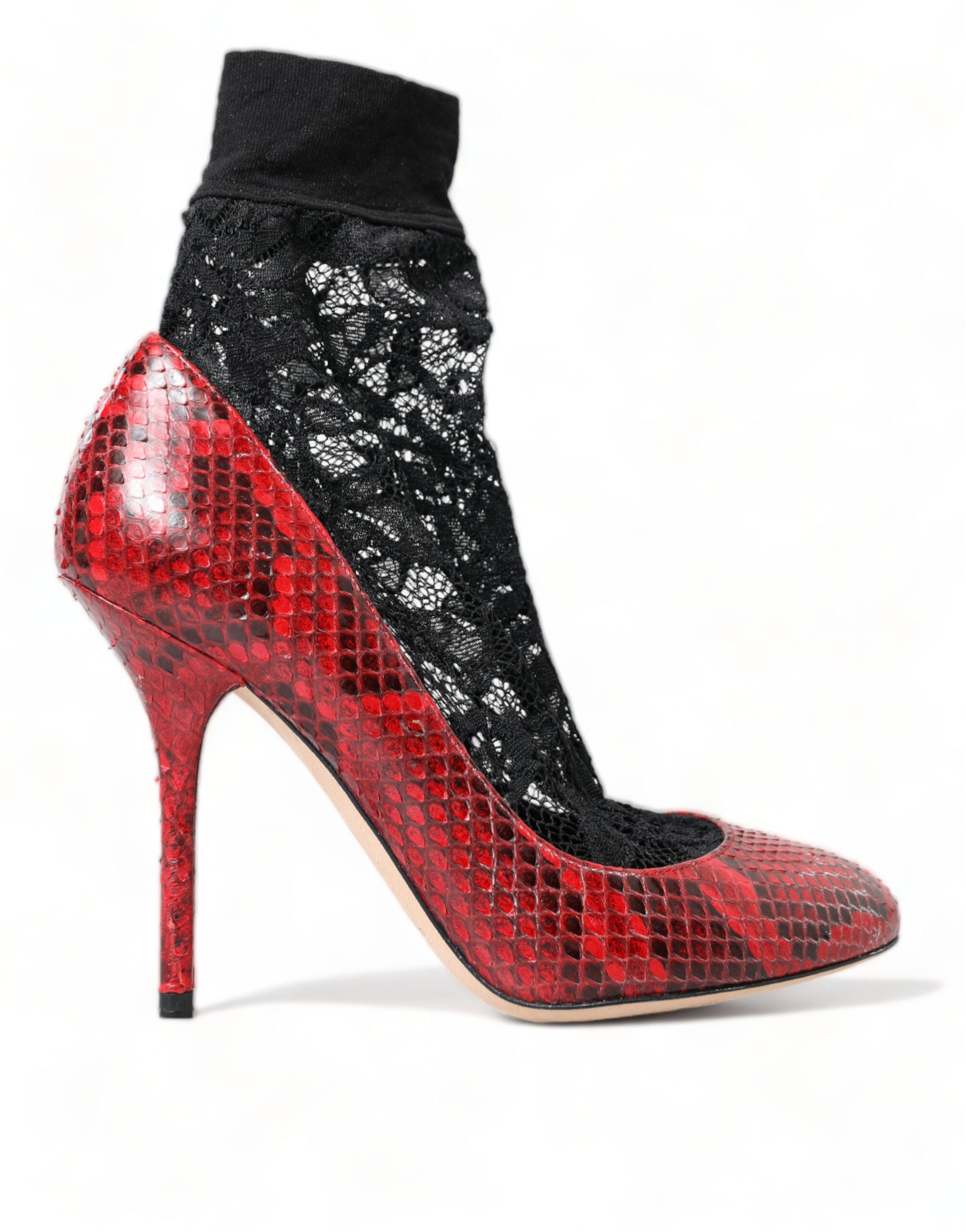 Escarpins chaussettes en cuir Ayers rouge Dolce & Gabbana