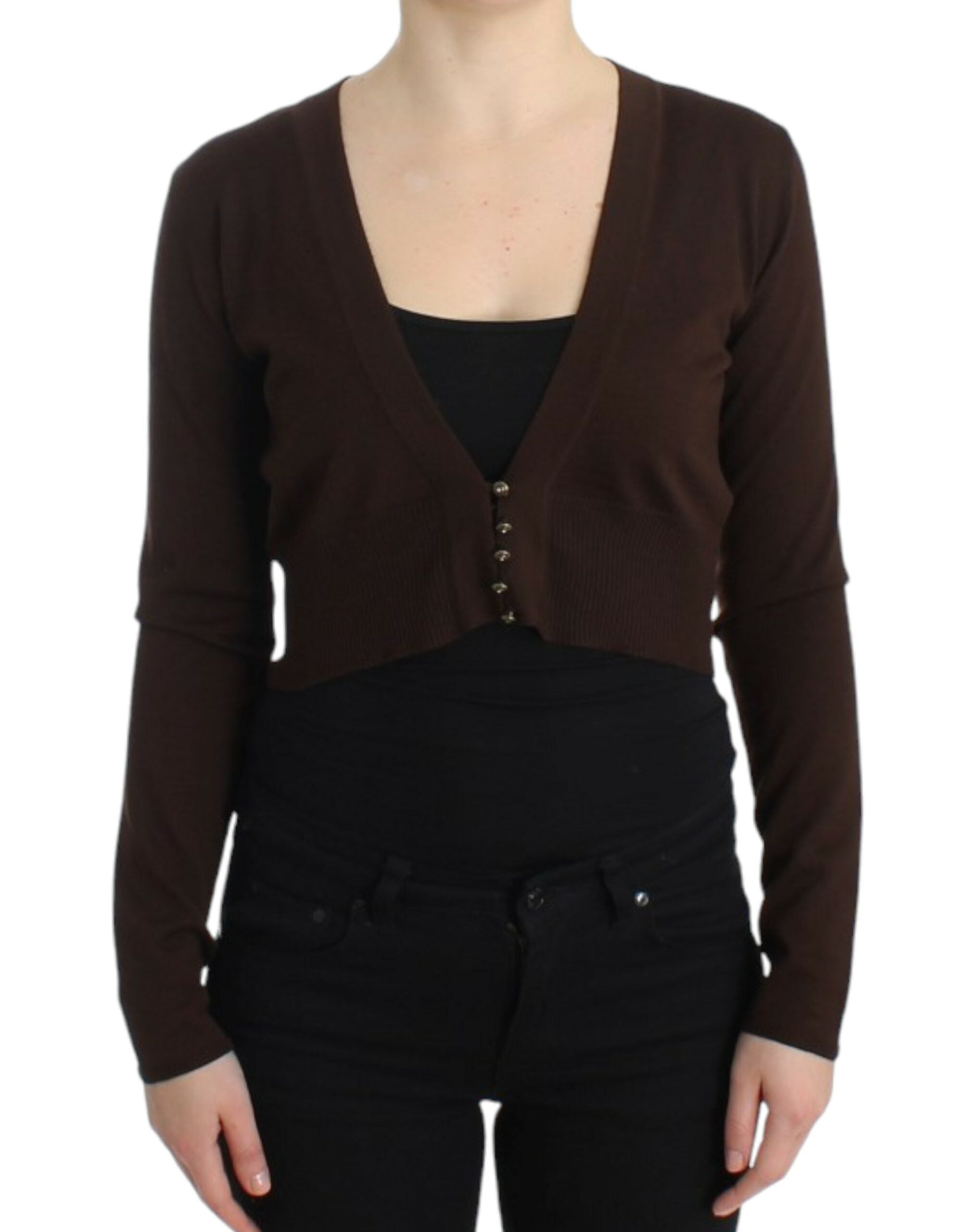 Cavalli – Eleganter, kurzer Cardigan aus Schurwolle in Braun