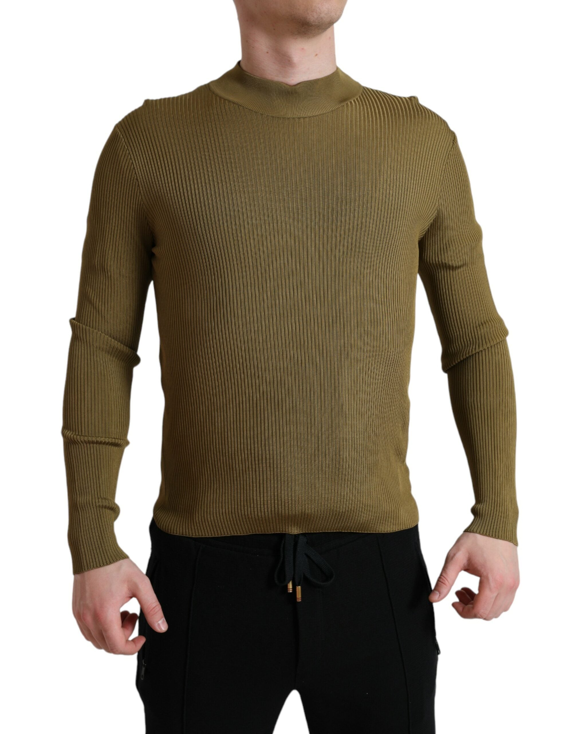 Pull ras du cou en viscose vert armée Dolce & Gabbana