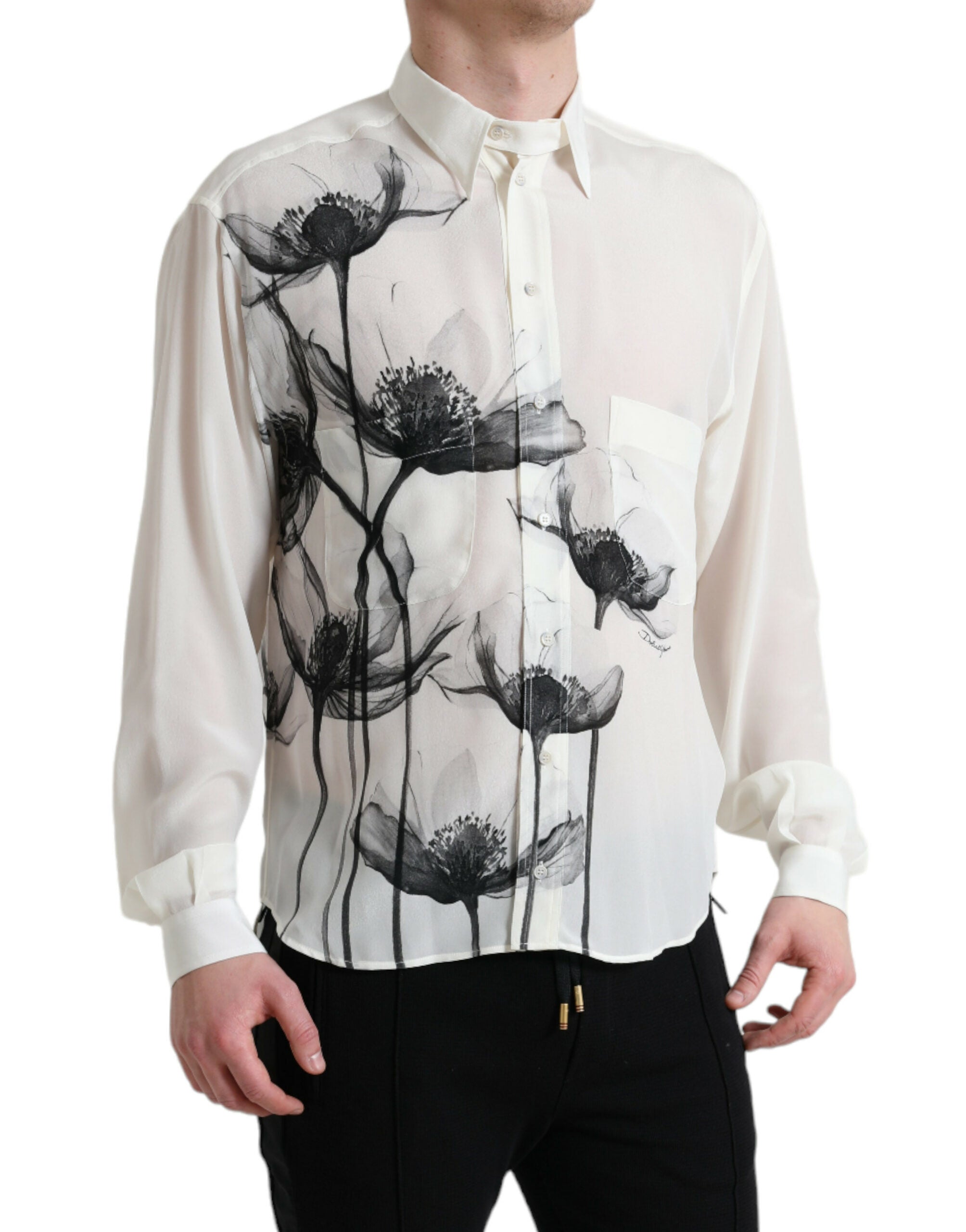 Chemise élégante en soie à fleurs Dolce & Gabbana