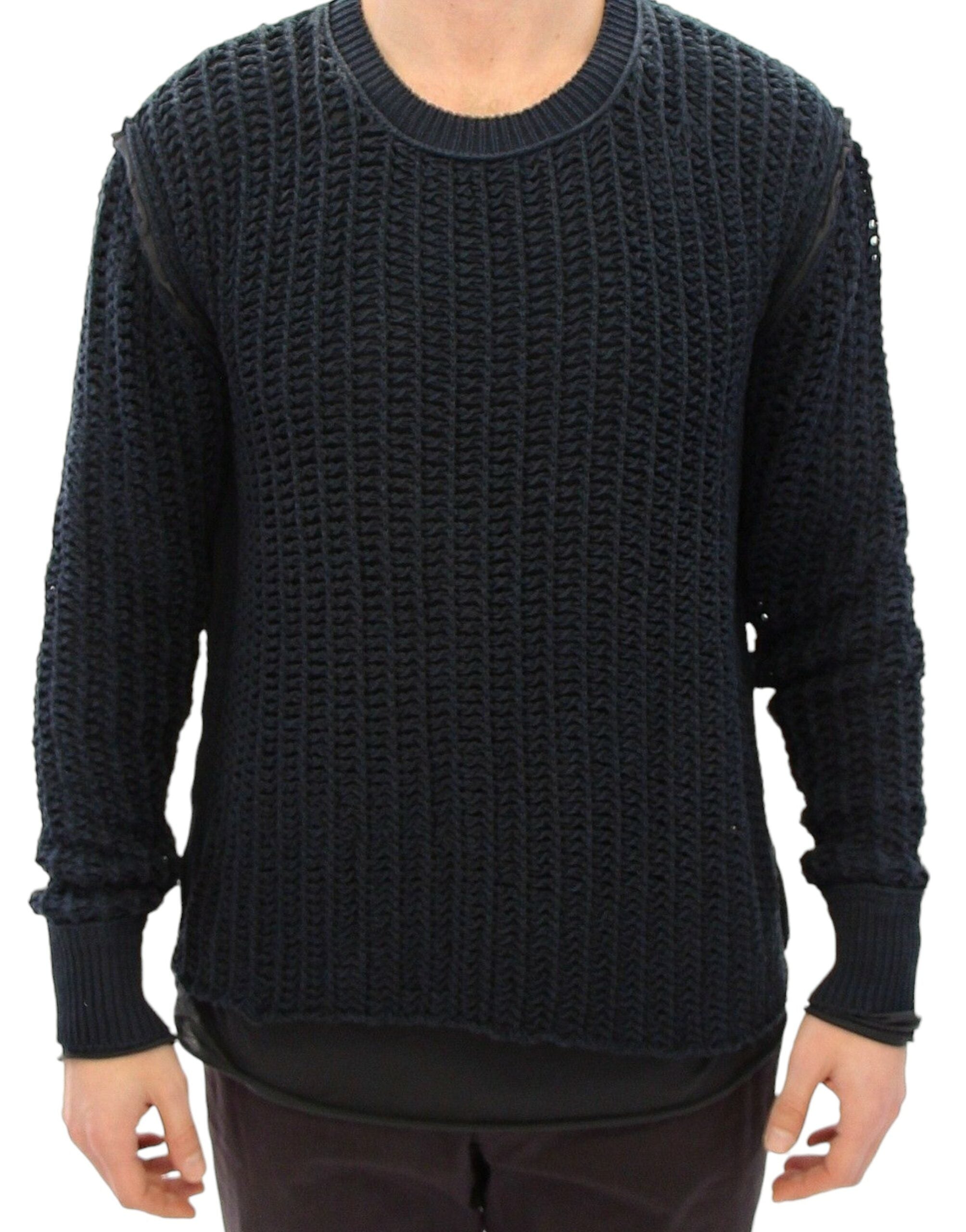 Dolce & Gabbana Eleganter blau-schwarzer Lagenpullover