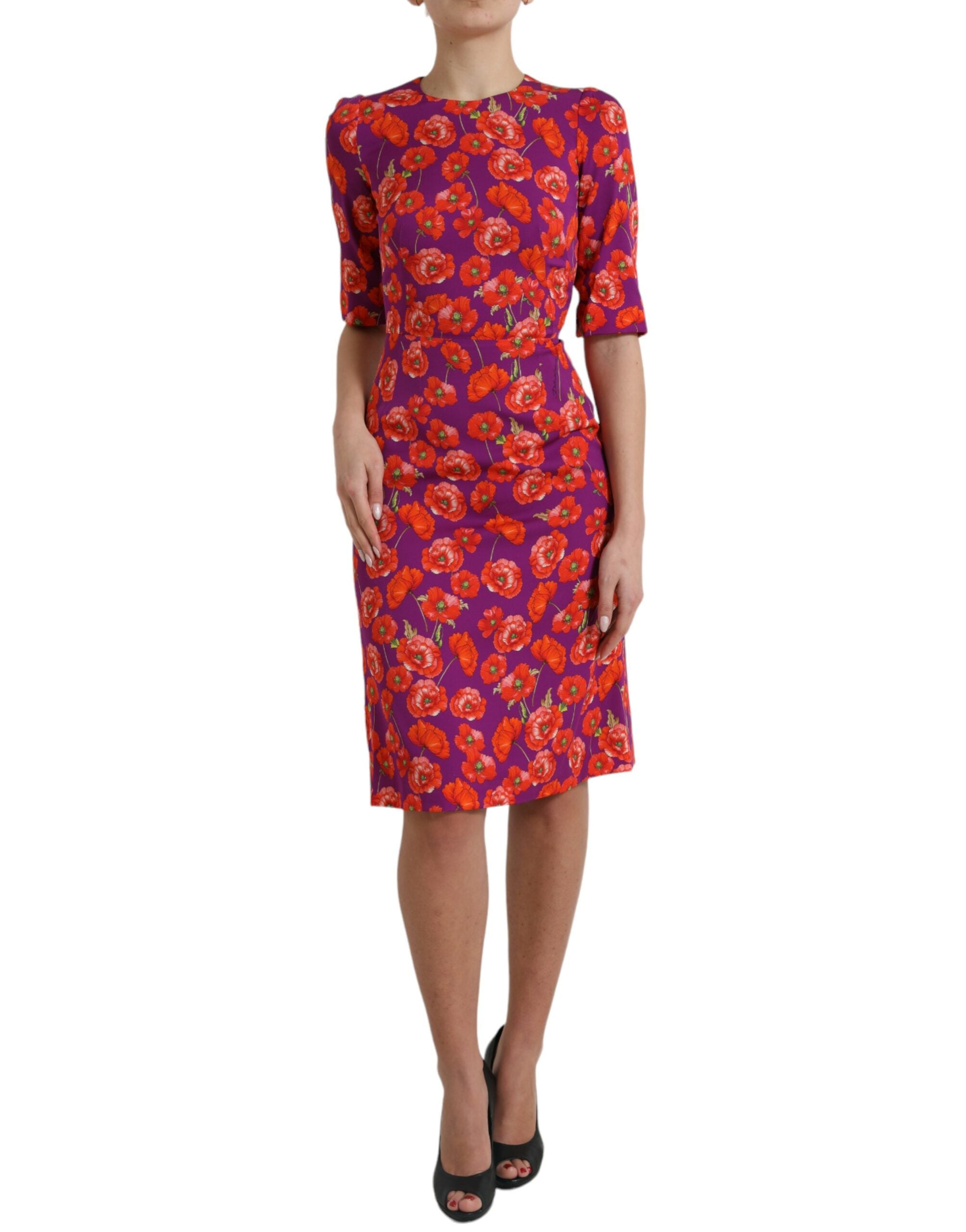 Dolce & Gabbana Robe en charmeuse de soie florale vibrante